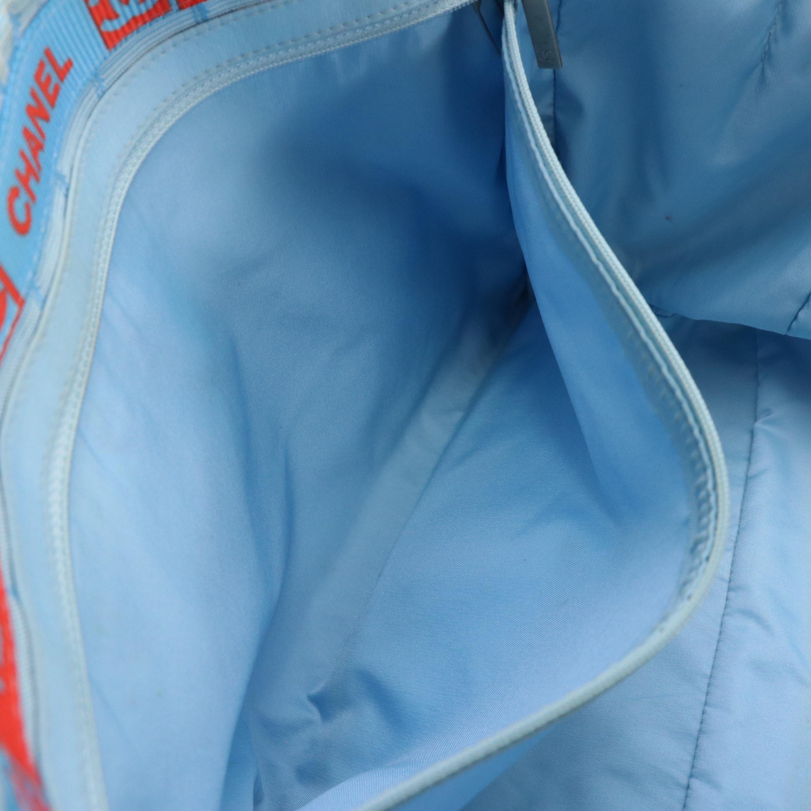 Chanel Travel Ligne Tote in Blue Nylon Jacquard CC Canvas and Leather