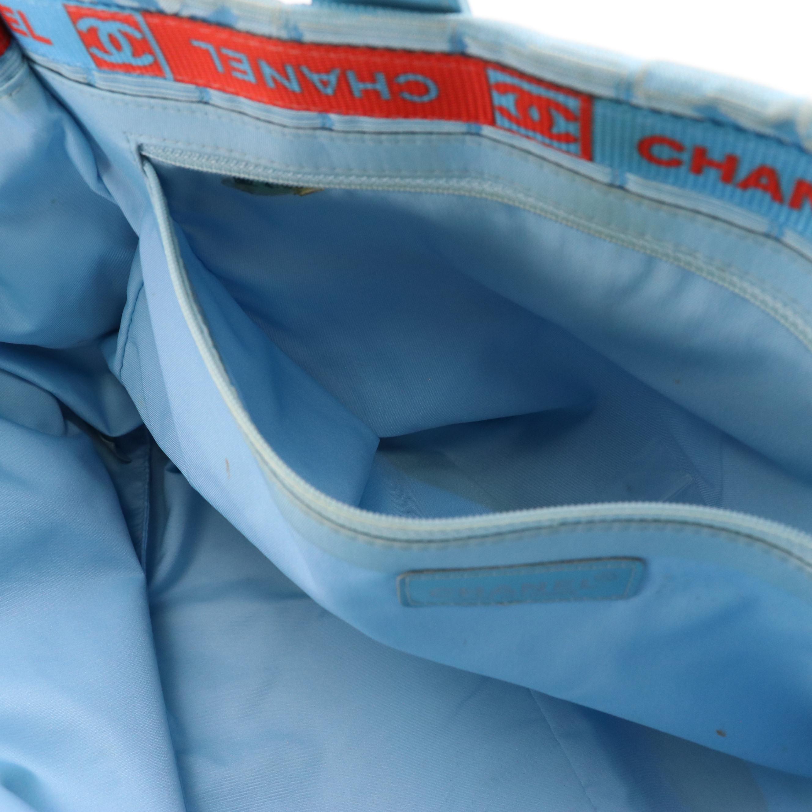 Chanel Travel Ligne Tote in Blue Nylon Jacquard CC Canvas and Leather