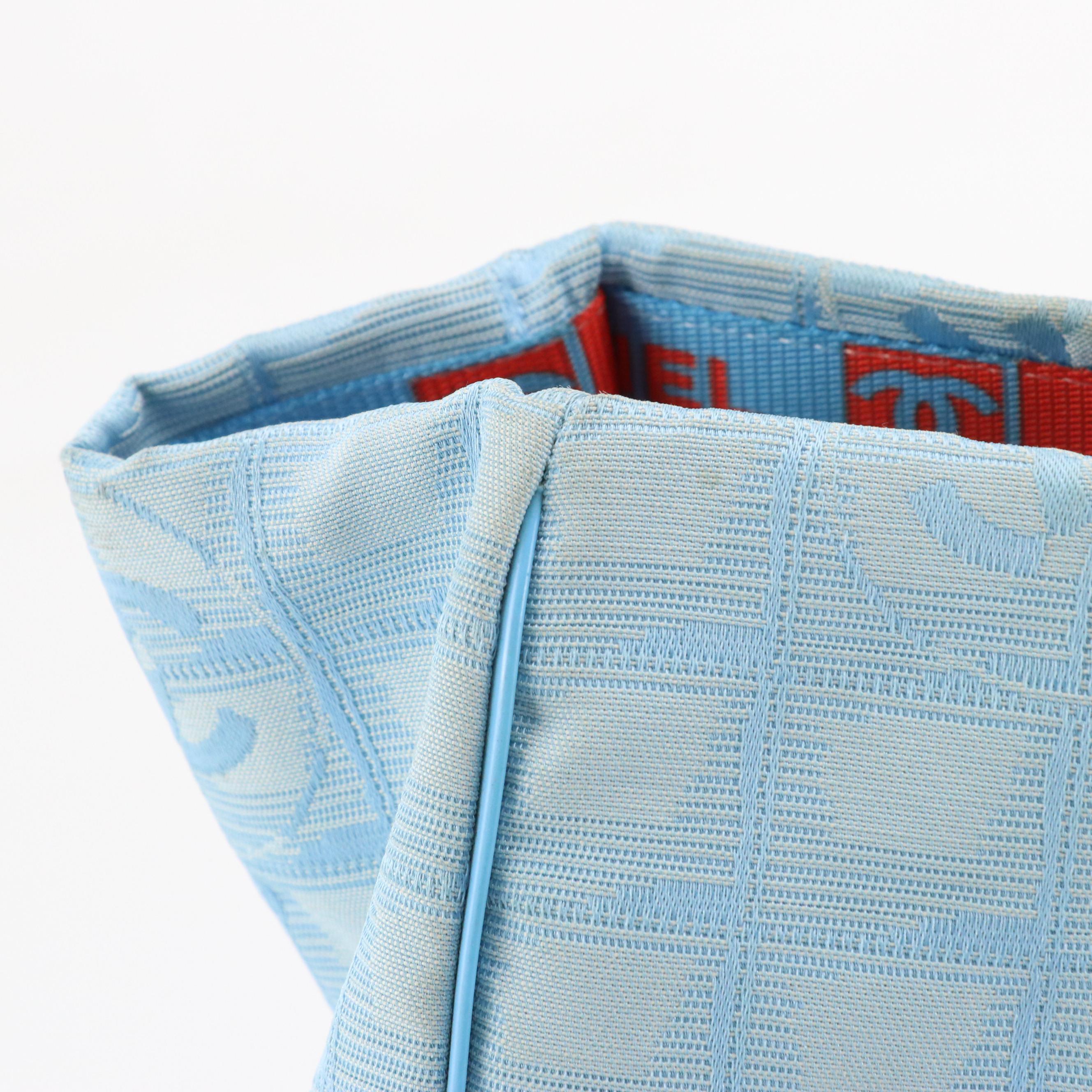 Chanel Travel Ligne Tote in Blue Nylon Jacquard CC Canvas and Leather