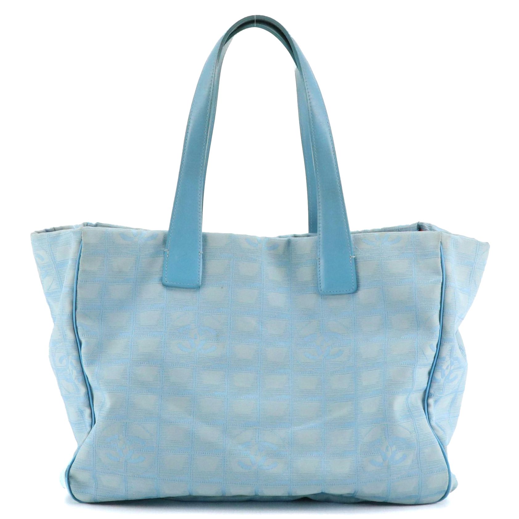 Chanel Travel Ligne Tote in Blue Nylon Jacquard CC Canvas and Leather