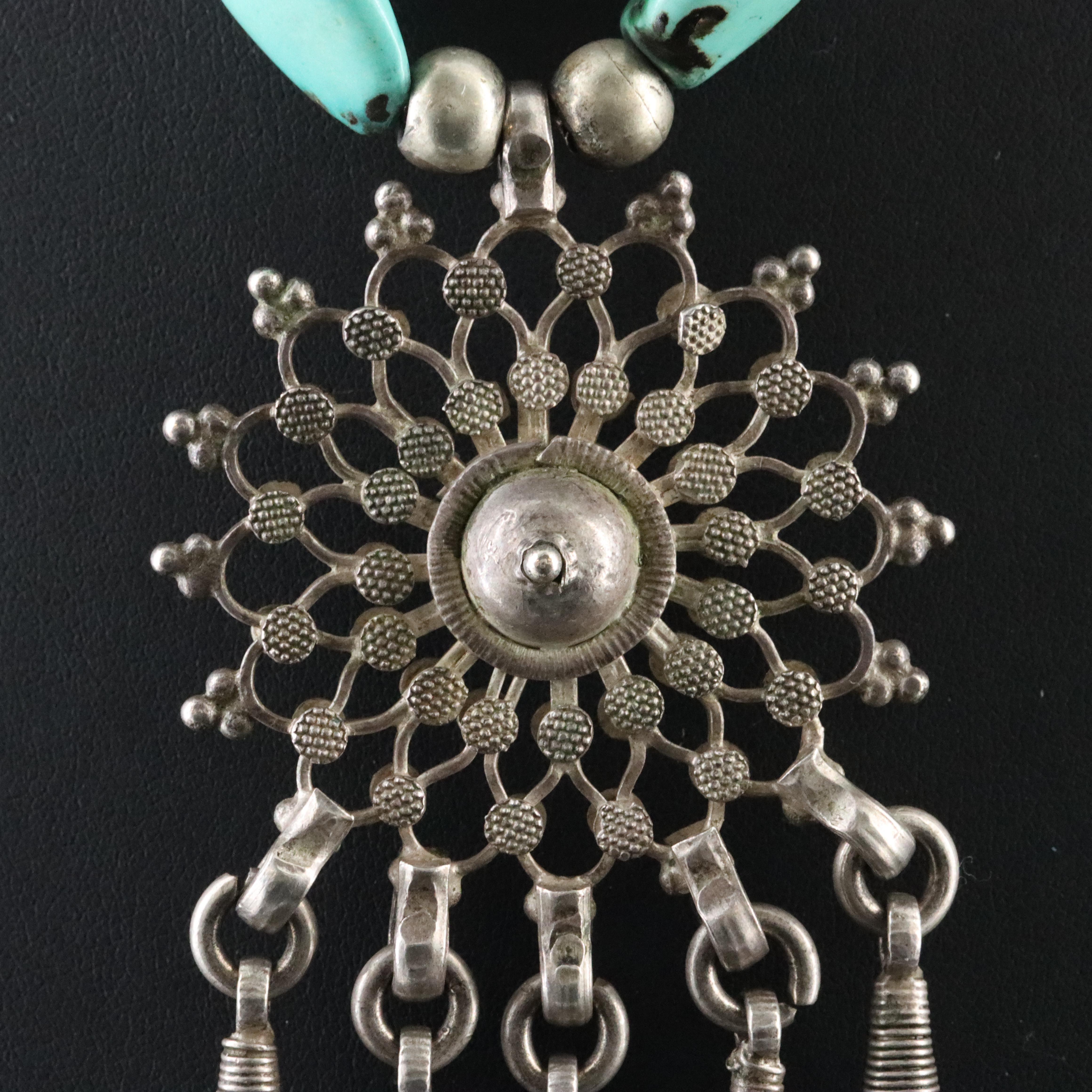 Moroccan Style Turquoise and Coral Necklace