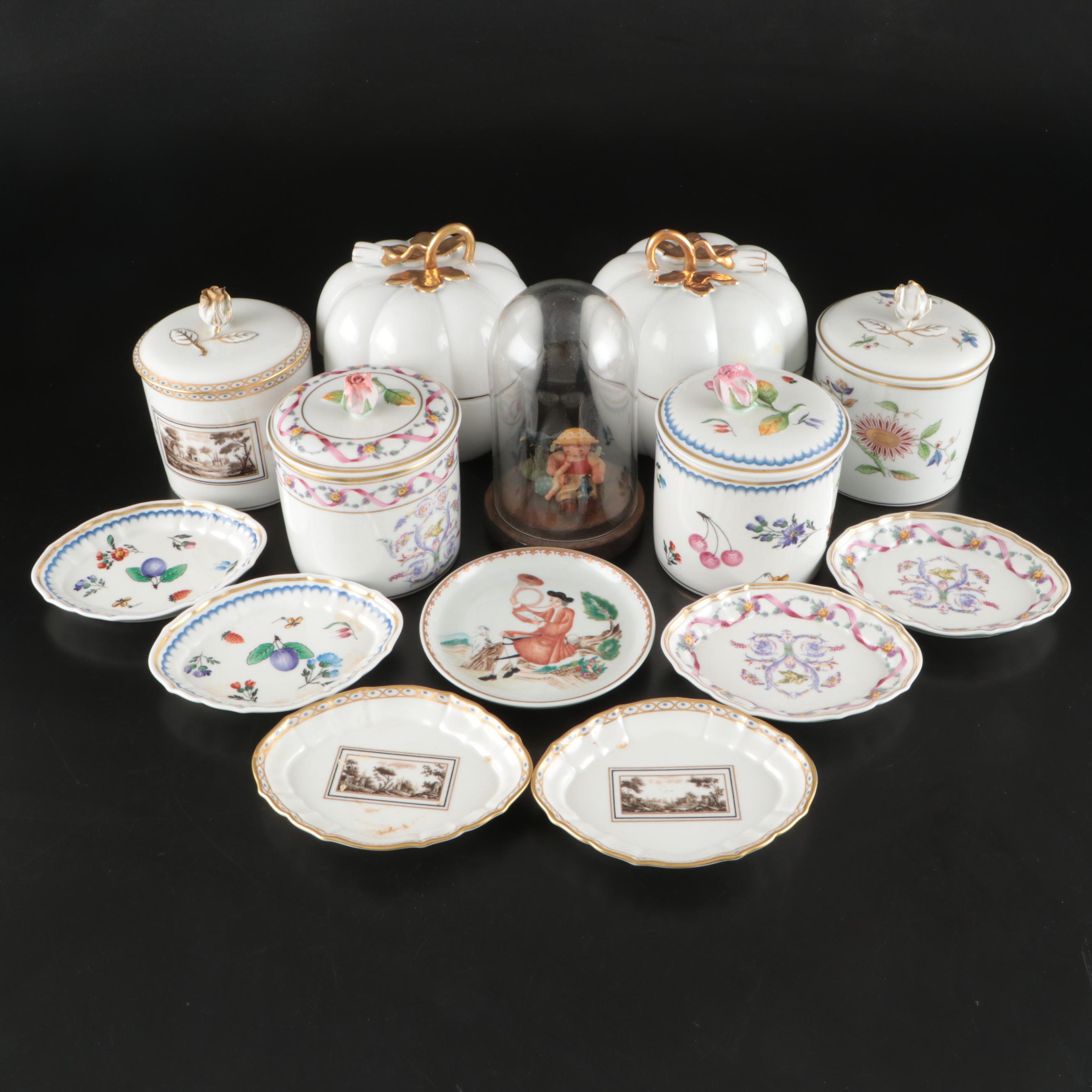 Richard Ginori Porcelain Tea Caddies and Plates with Other Ceramic Tableware