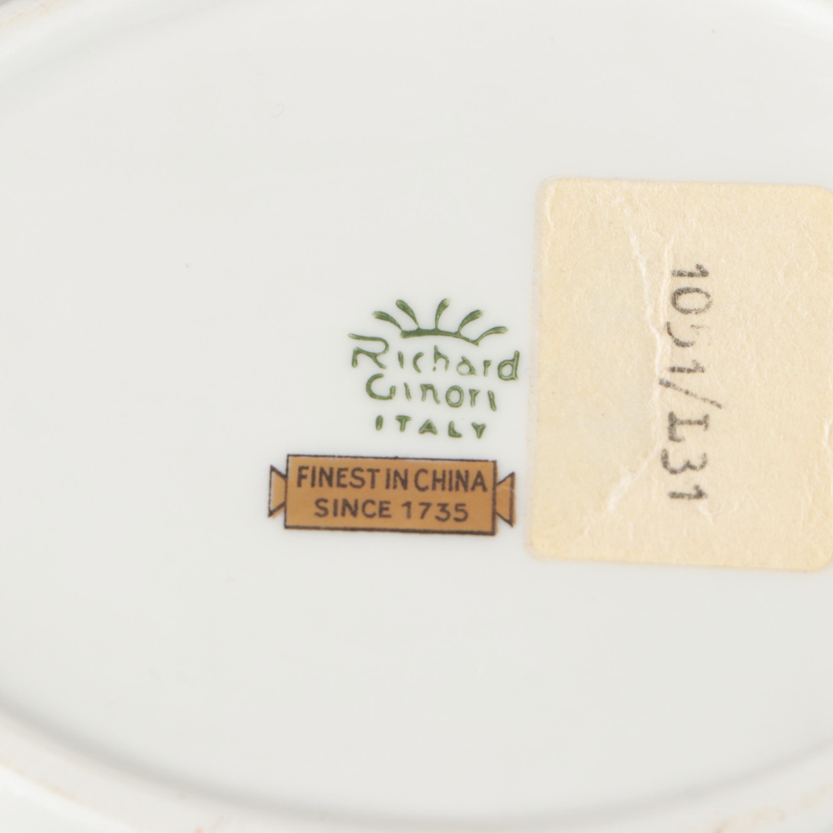 Richard Ginori Porcelain Tea Caddies and Plates with Other Ceramic Tableware