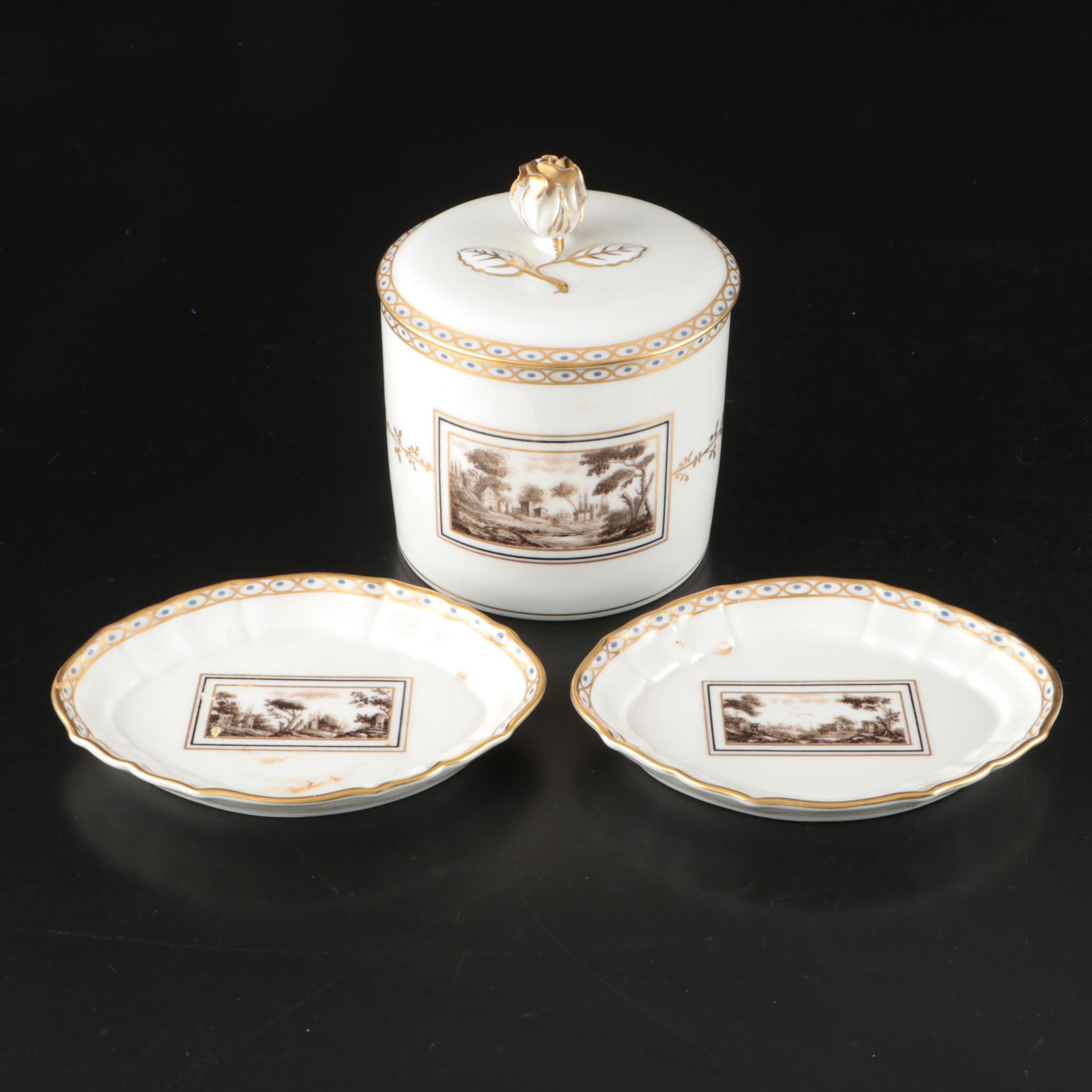 Richard Ginori Porcelain Tea Caddies and Plates with Other Ceramic Tableware