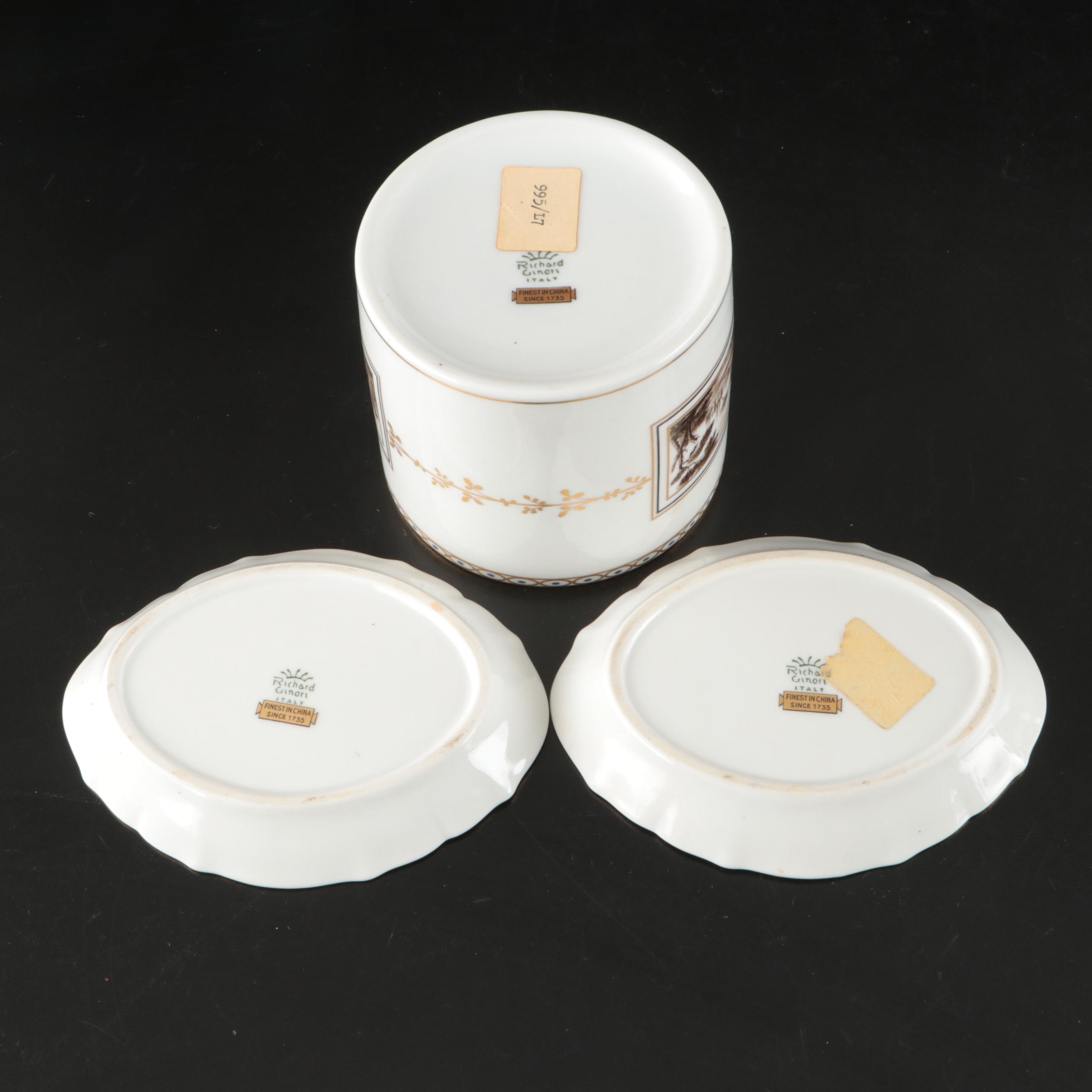 Richard Ginori Porcelain Tea Caddies and Plates with Other Ceramic Tableware