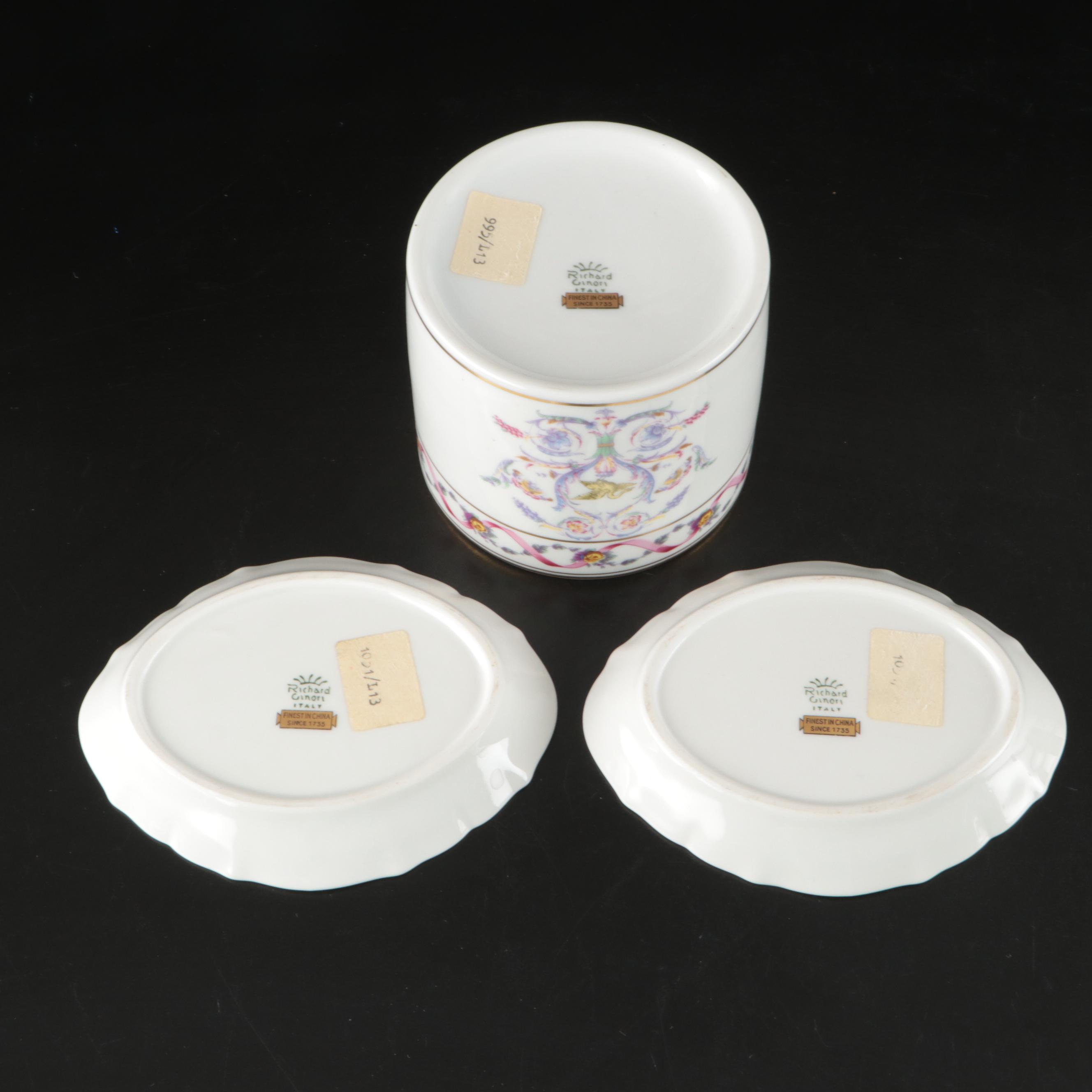 Richard Ginori Porcelain Tea Caddies and Plates with Other Ceramic Tableware