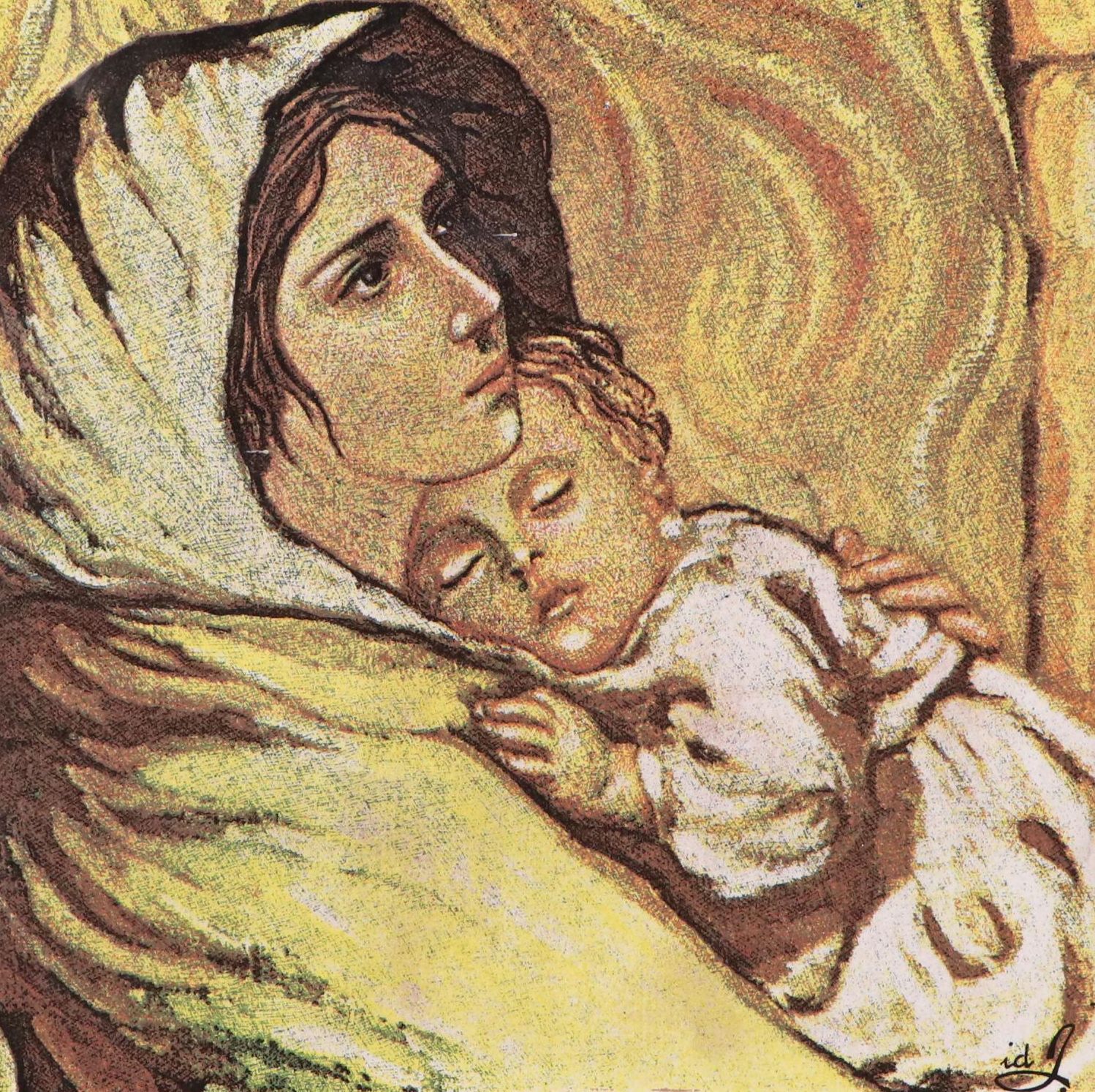 Italian Terracotta Plaque of Madonna and Child