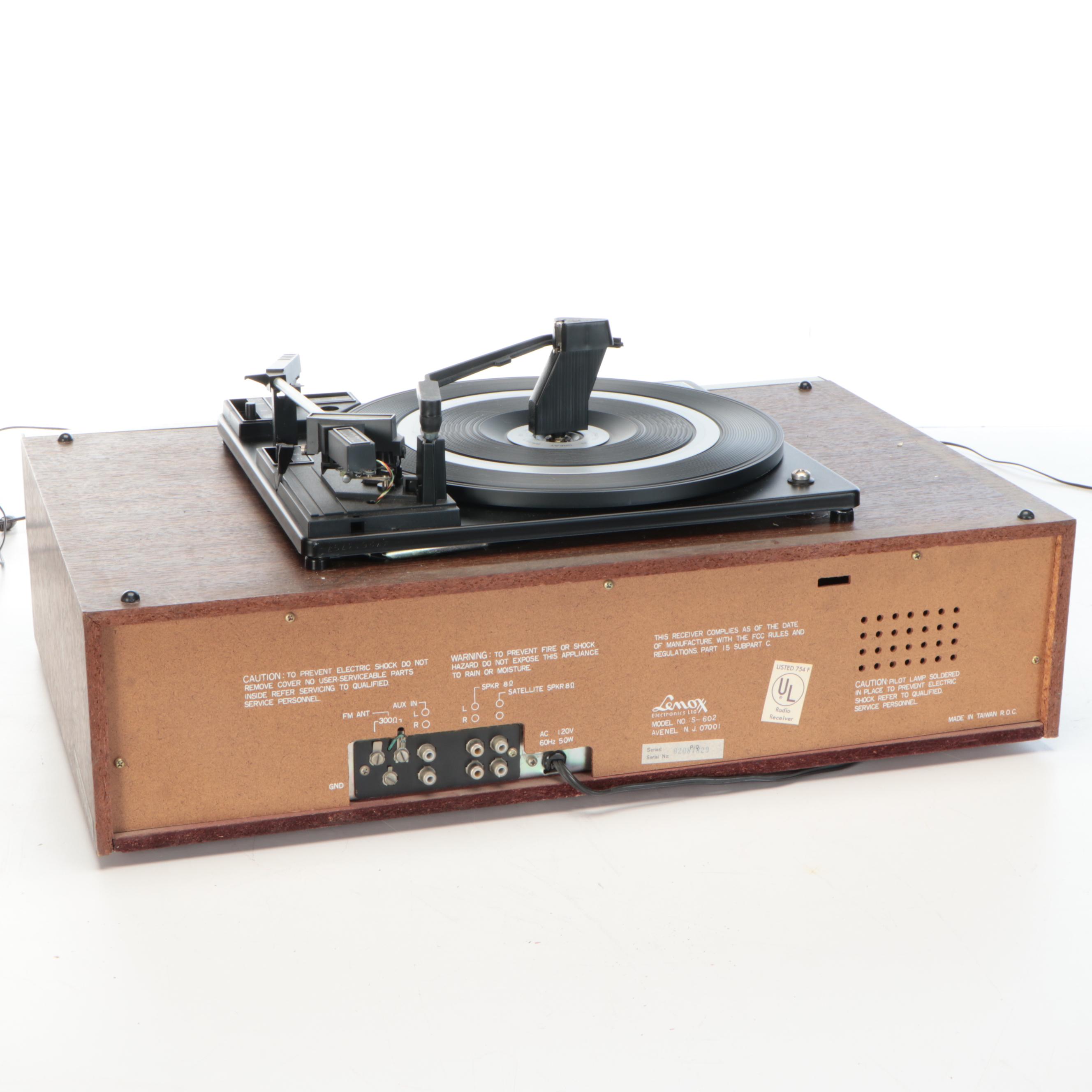 Lenoxx Casette and Record Player with Walnut Veneer Floor Speakers