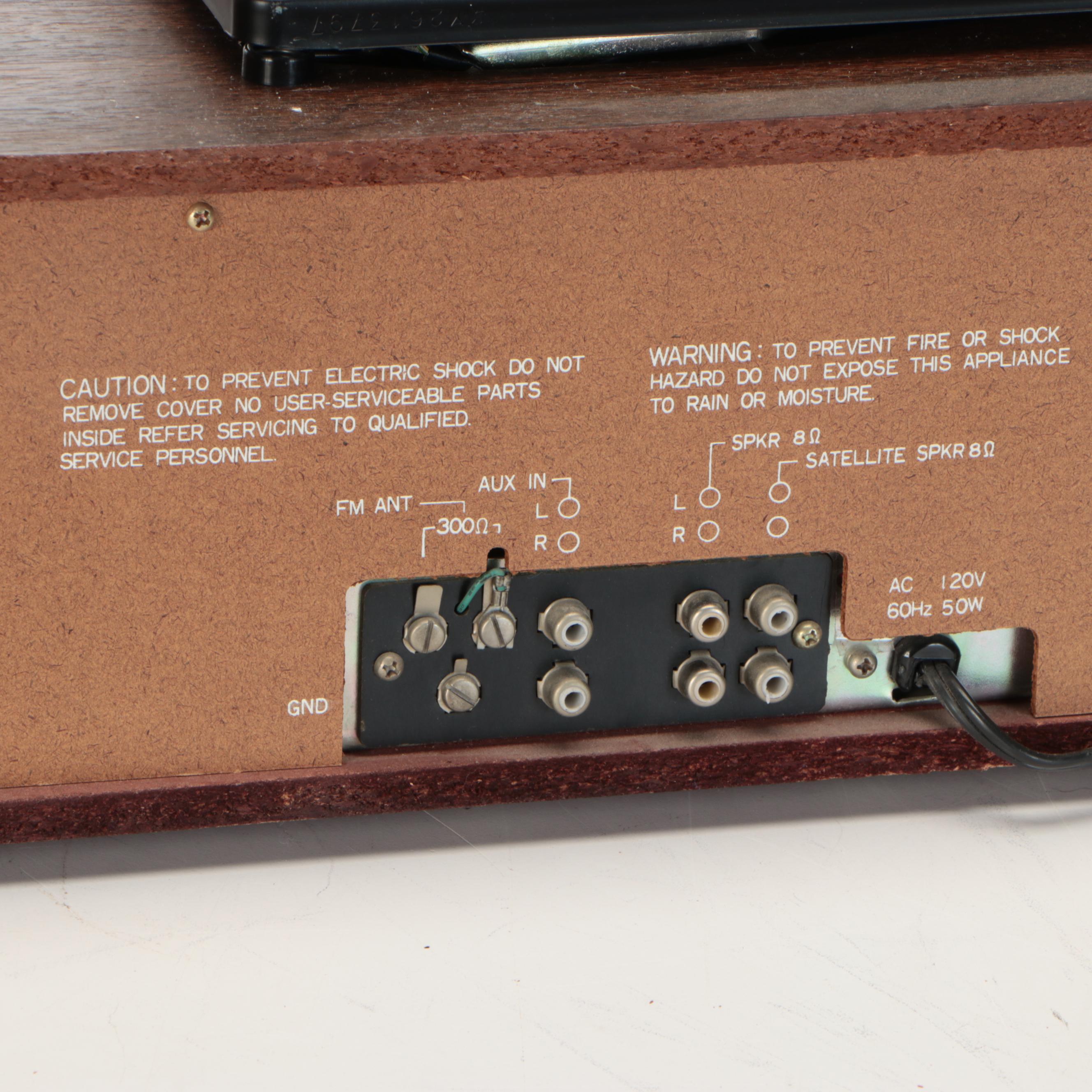 Lenoxx Casette and Record Player with Walnut Veneer Floor Speakers