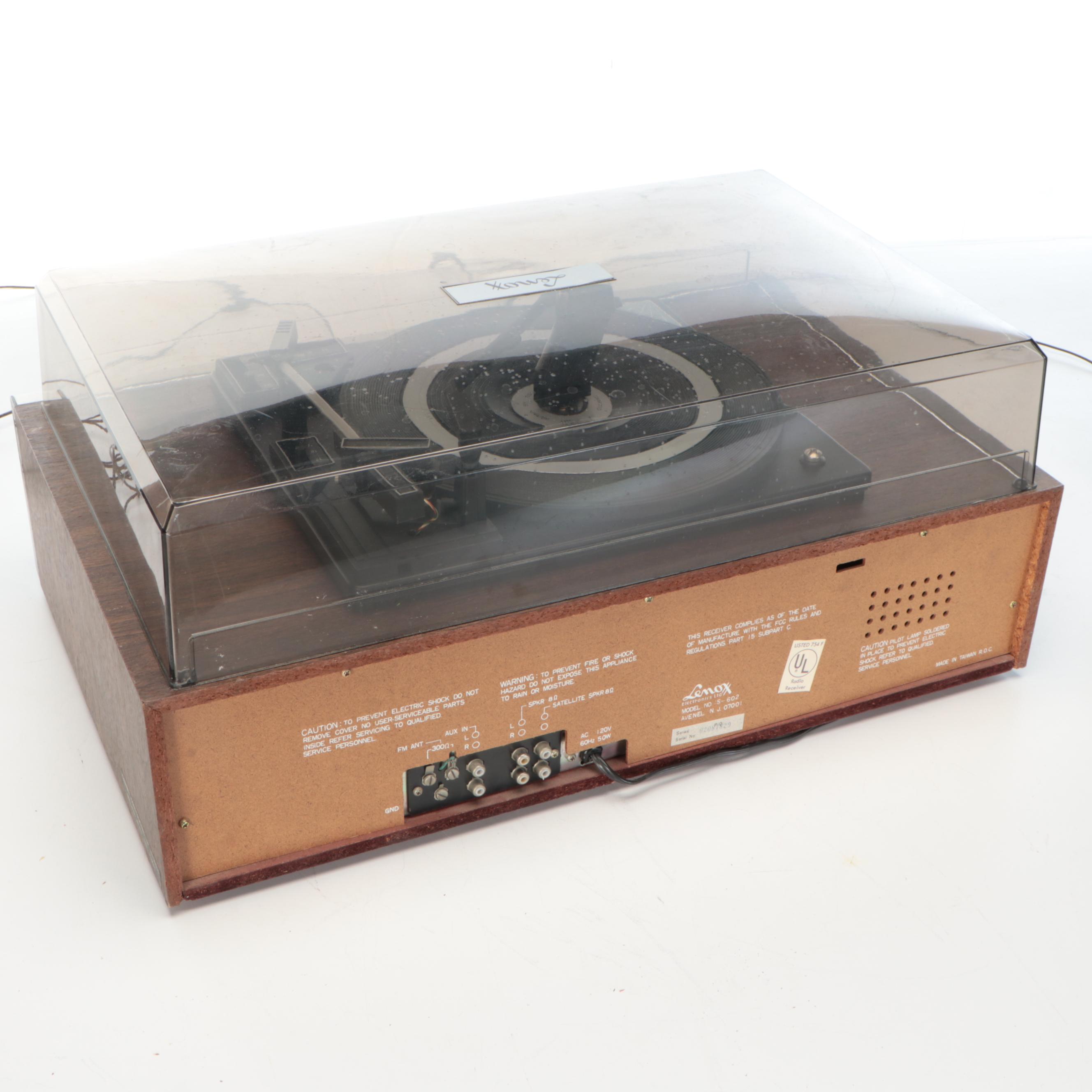 Lenoxx Casette and Record Player with Walnut Veneer Floor Speakers