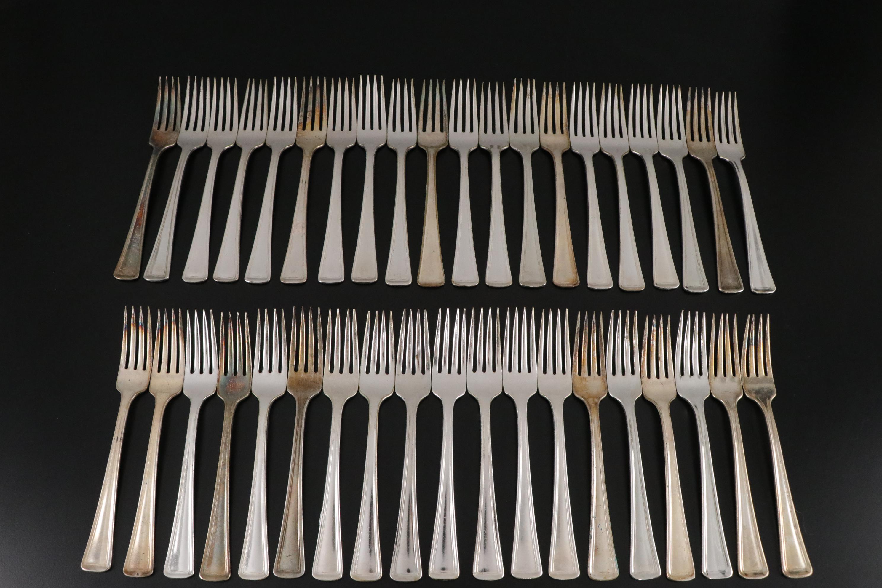 Victor Silver Co. Silver Plate Flatware Includes Iced Tea Spoons & Dinner Forks