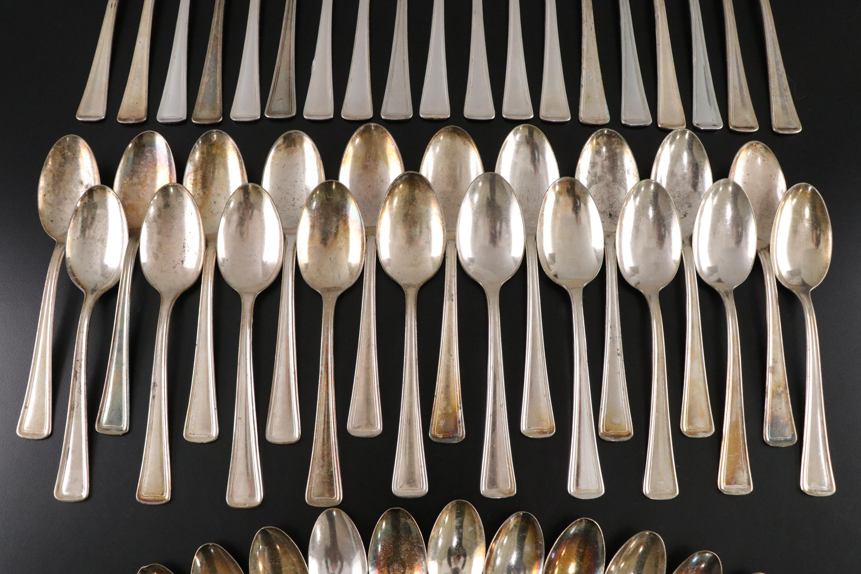 Victor Silver Co. Silver Plate Flatware Includes Iced Tea Spoons & Dinner Forks