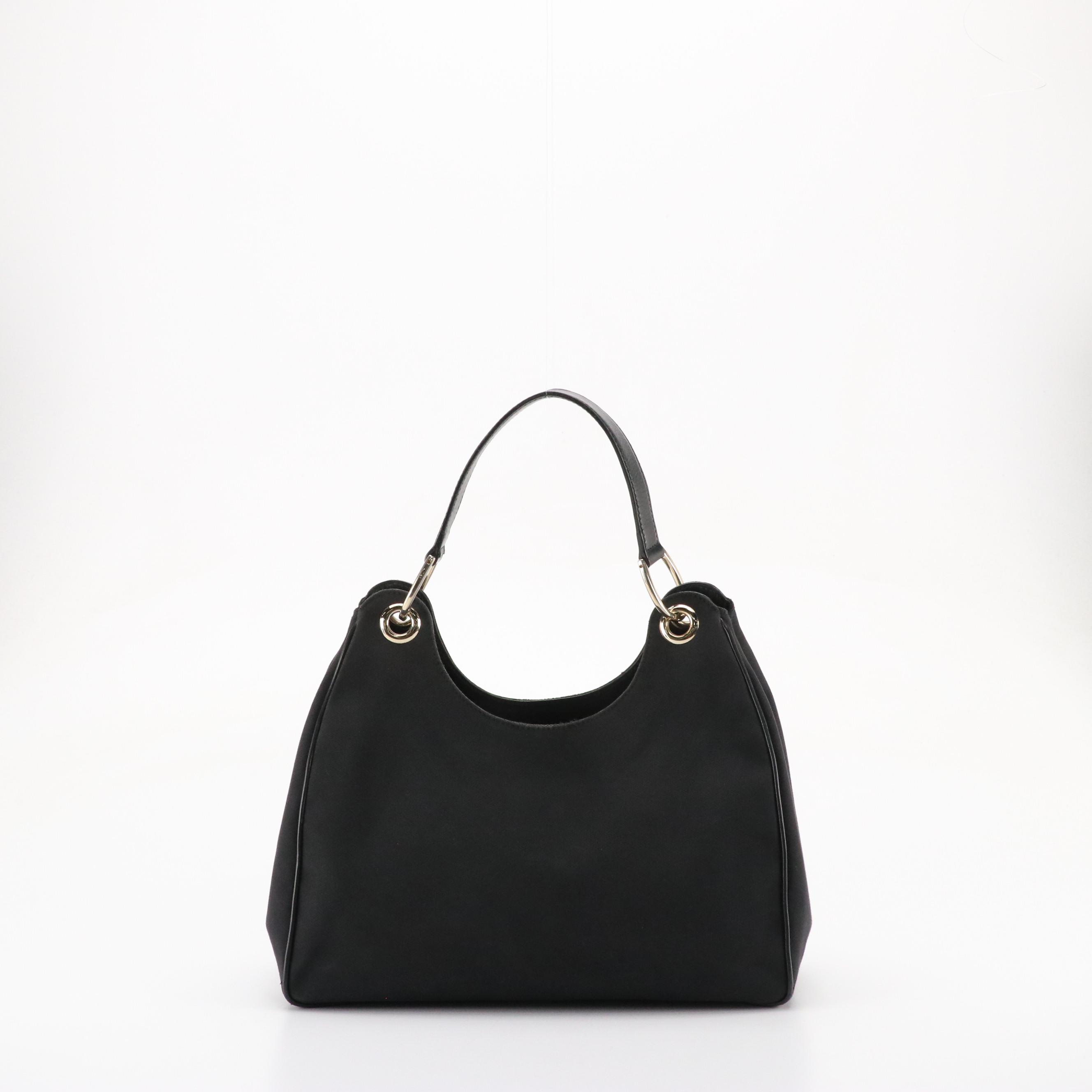Gucci Hobo Shoulder Bag in Black Canvas and Black Leather Trim