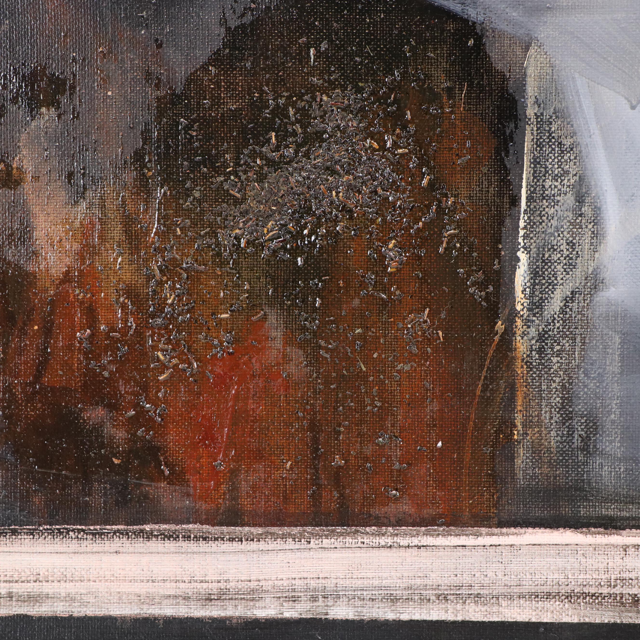 Milagros Pongo Abstract Mixed Media Painting "Minimalist," 21st Century