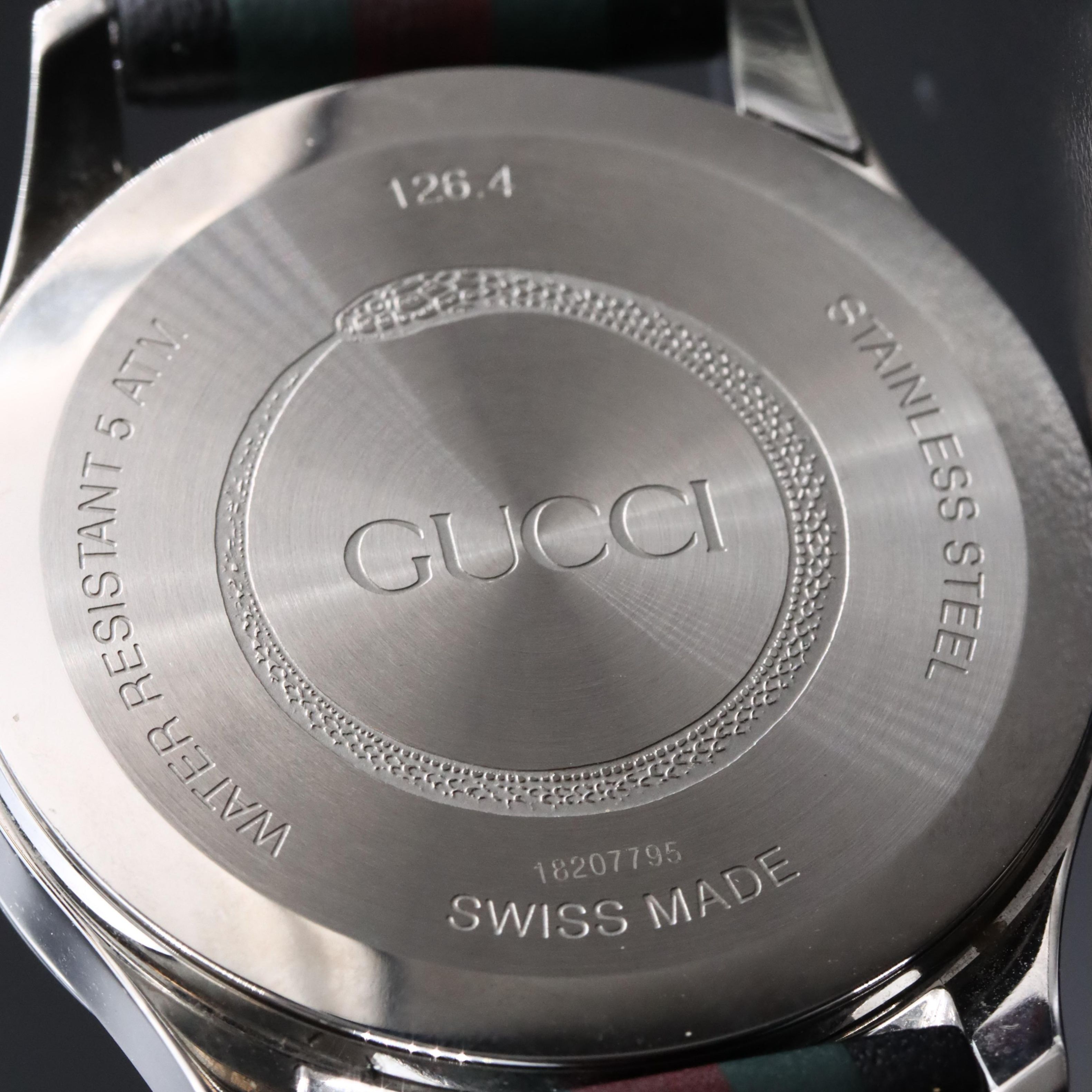 Gucci G-Timeless Red and Green Striped Bee Dial Watch
