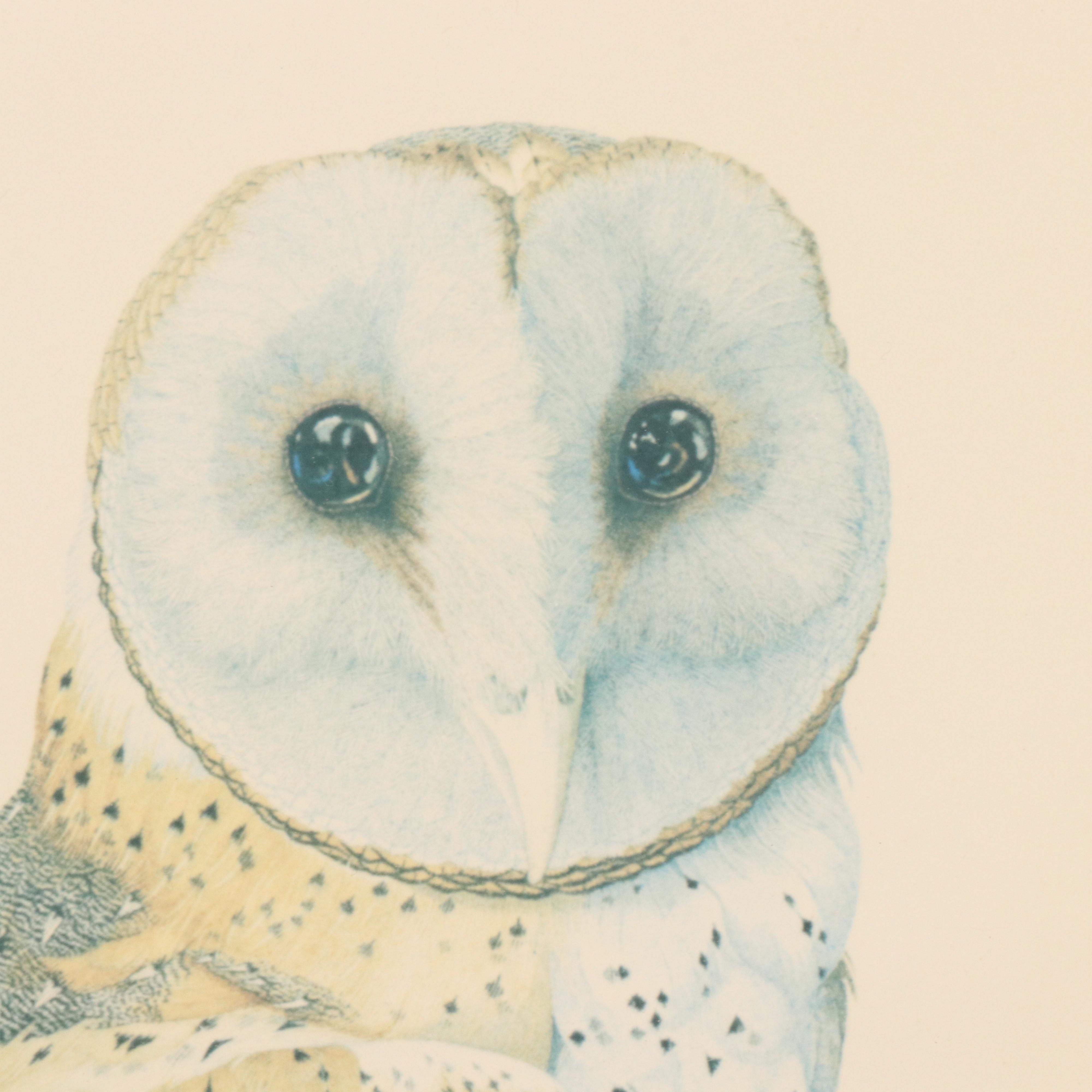 Sallie Ellington Middleton Offset Lithograph "Barn Owl," Late 20th Century