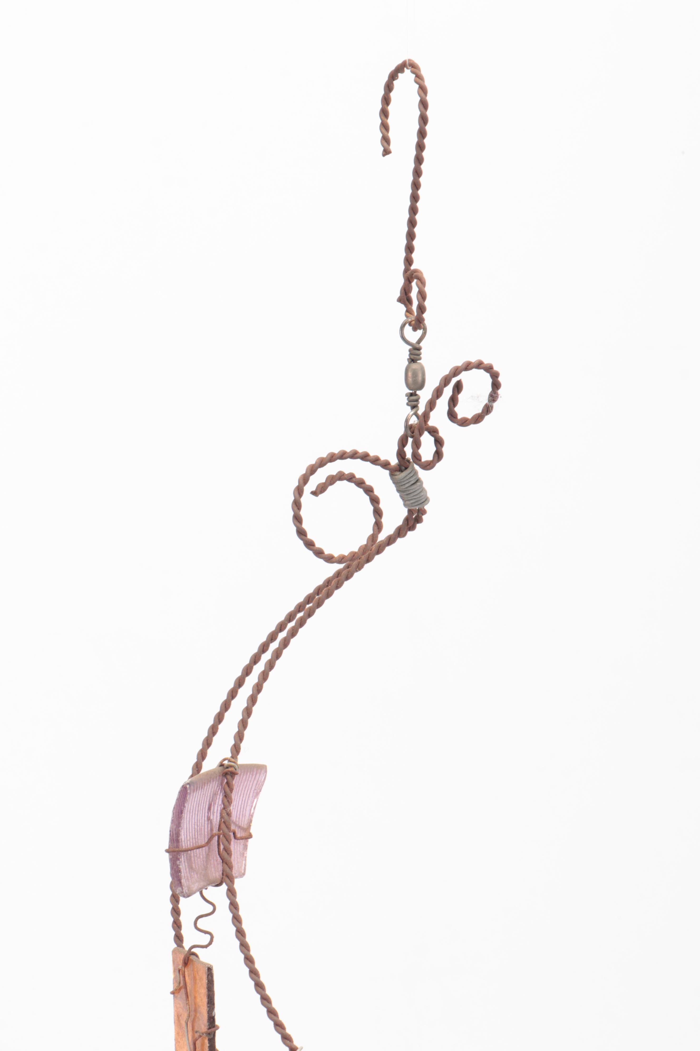 Handmade Art Glass and Metal Kinetic Glass Wind Chime with Glass Flowers