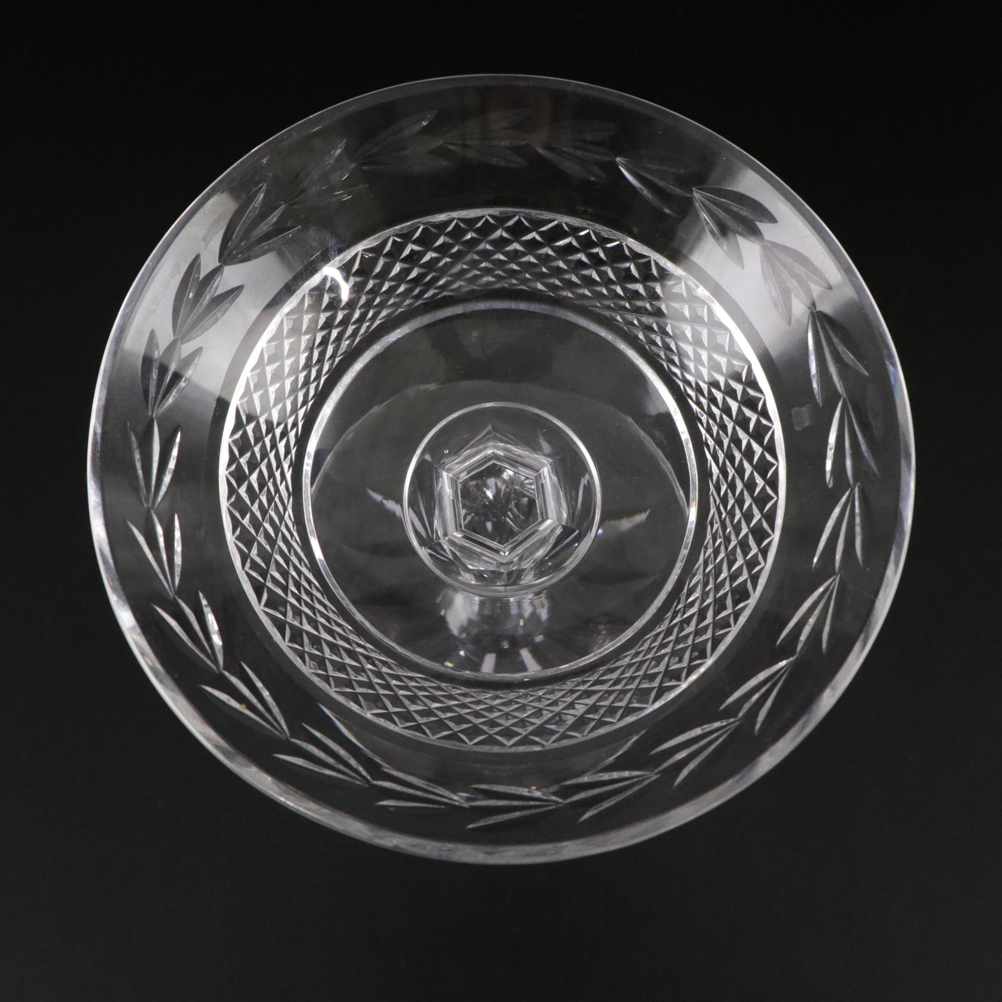 Waterford Crystal "Glandore" Compote and "Bedford" Pillar Candle Holder