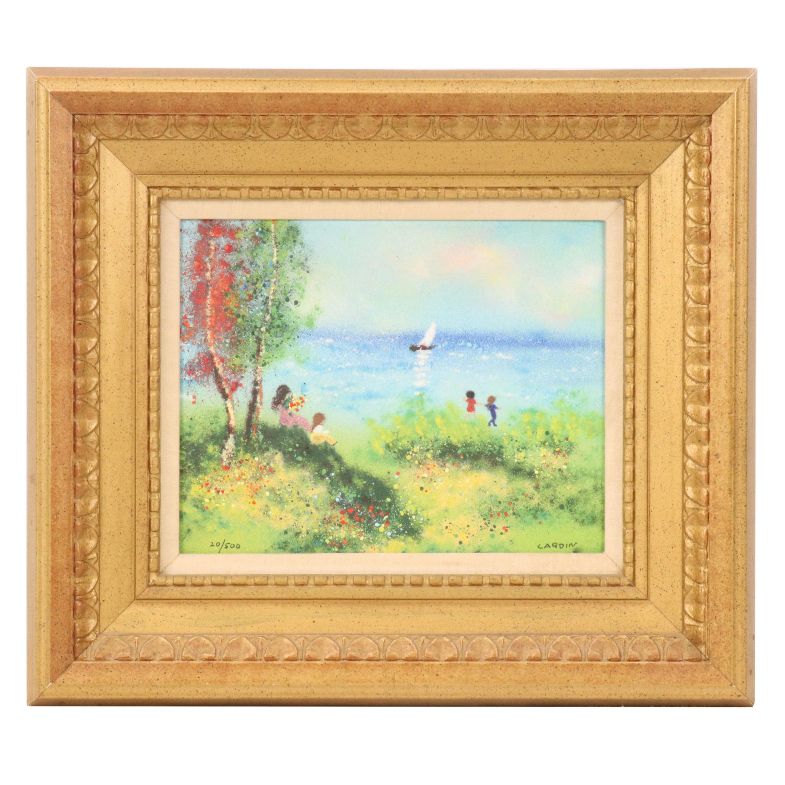 Louis Cardin Impressionist Figurative Enamel Painting on Copper