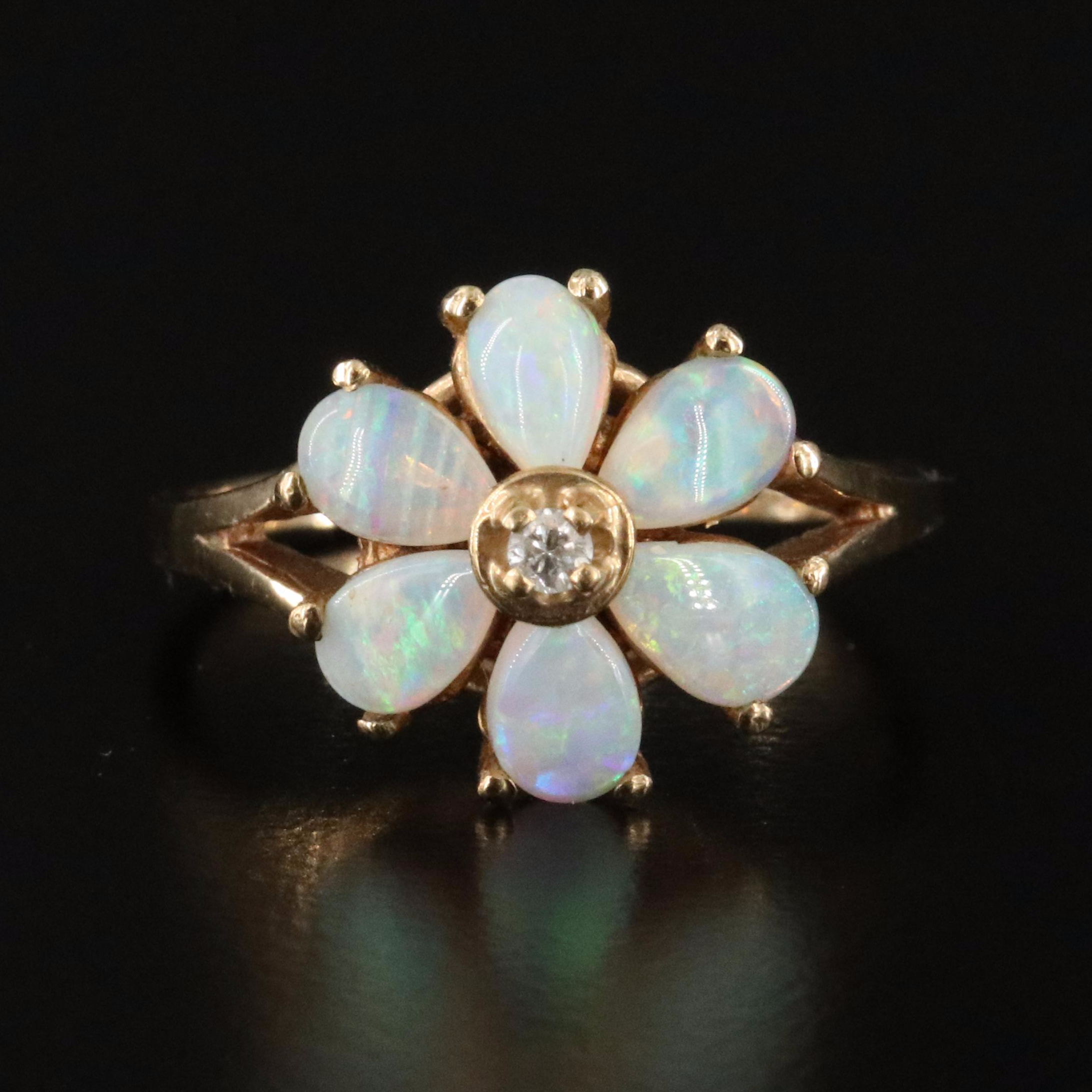 10K Opal and Diamond Ring