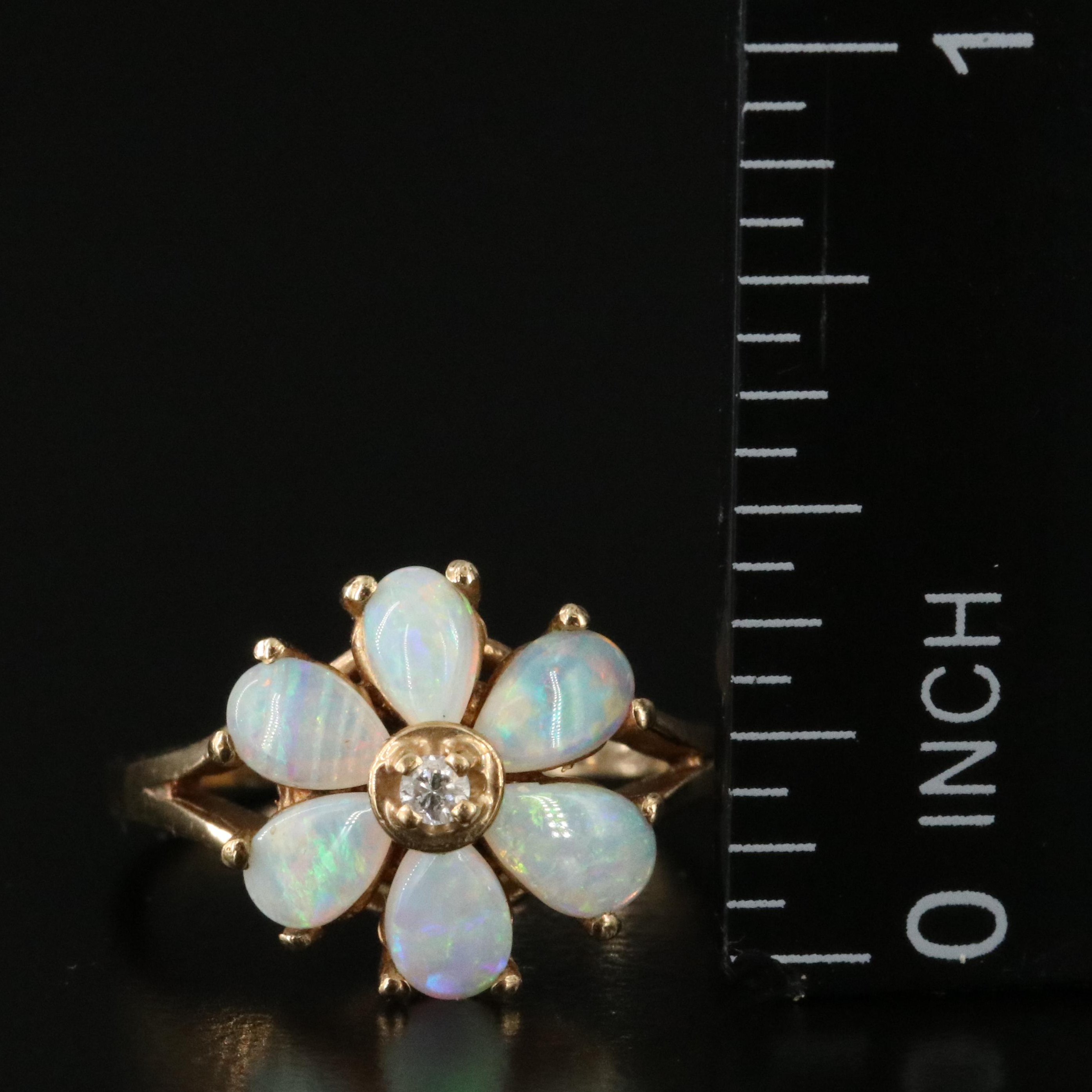 10K Opal and Diamond Ring