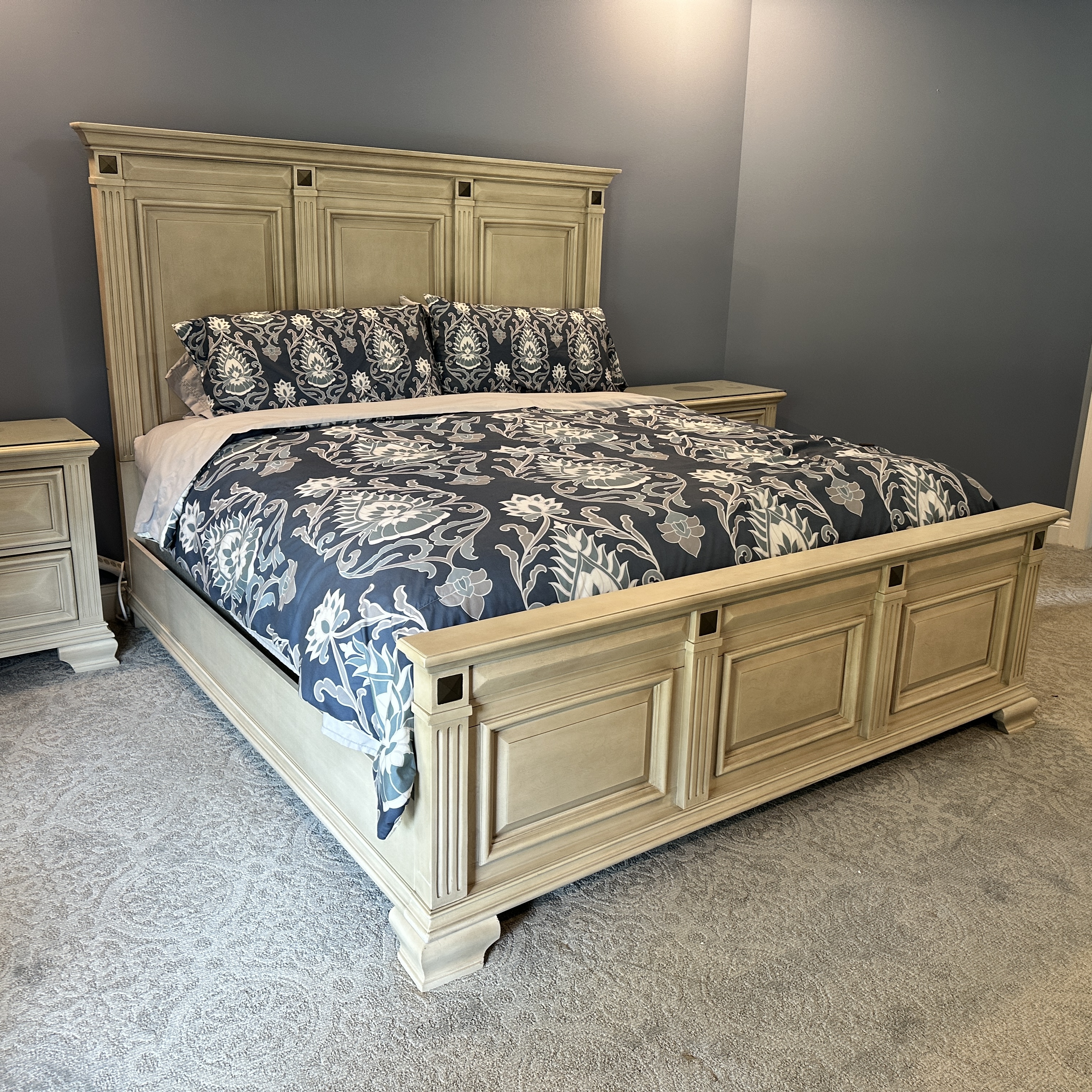 Contemporary Bed Suite Including King Size Bed Frame and Nightstands