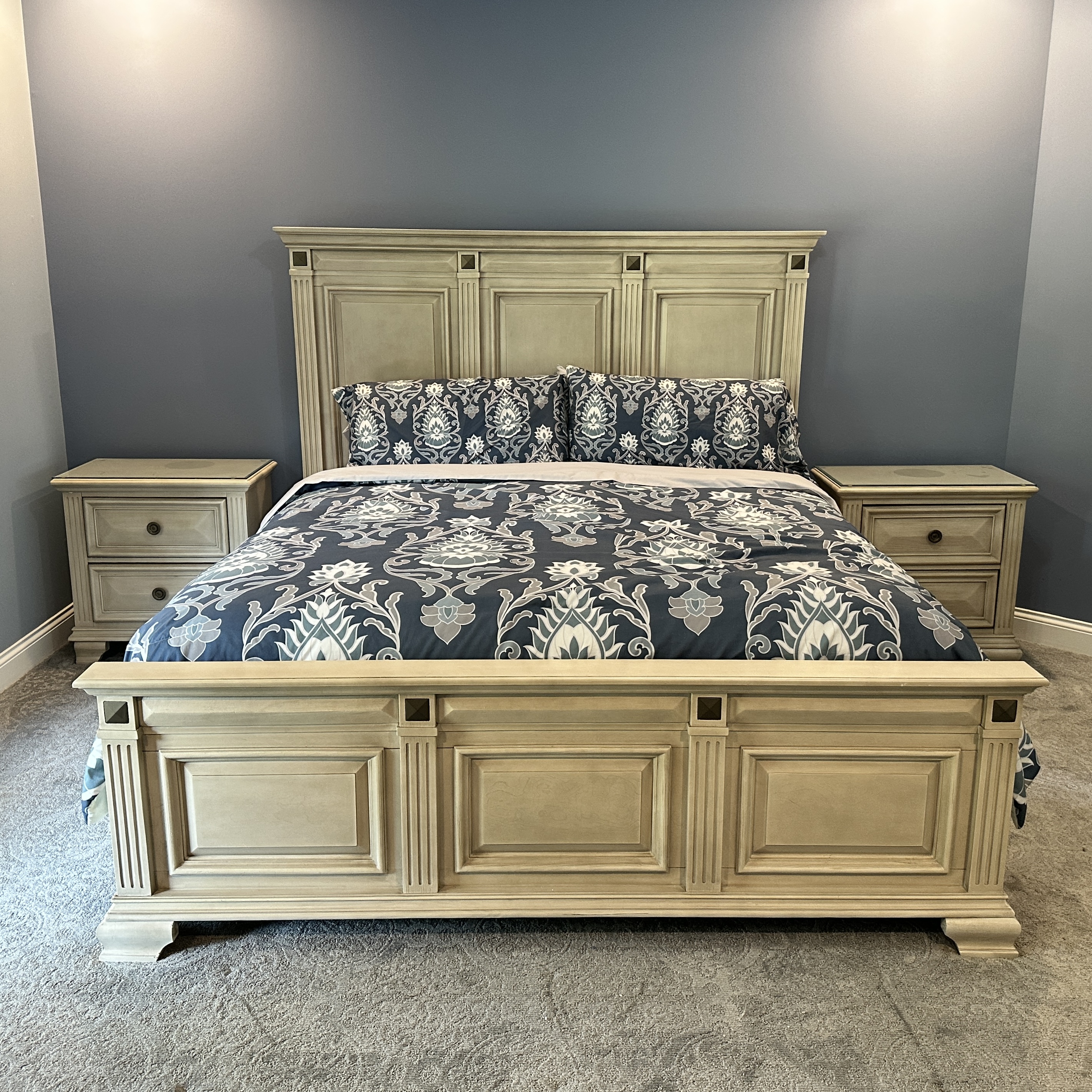 Contemporary Bed Suite Including King Size Bed Frame and Nightstands