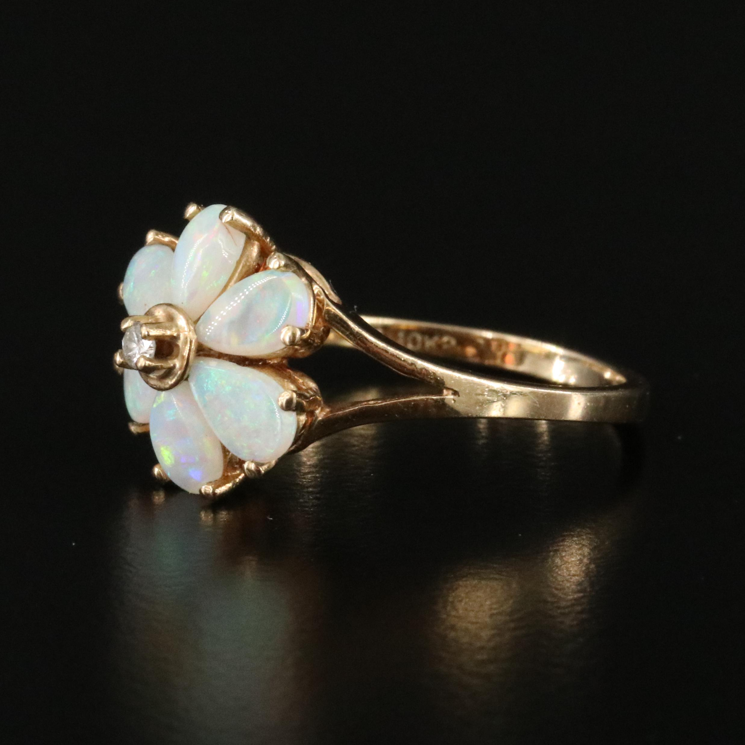 10K Opal and Diamond Ring