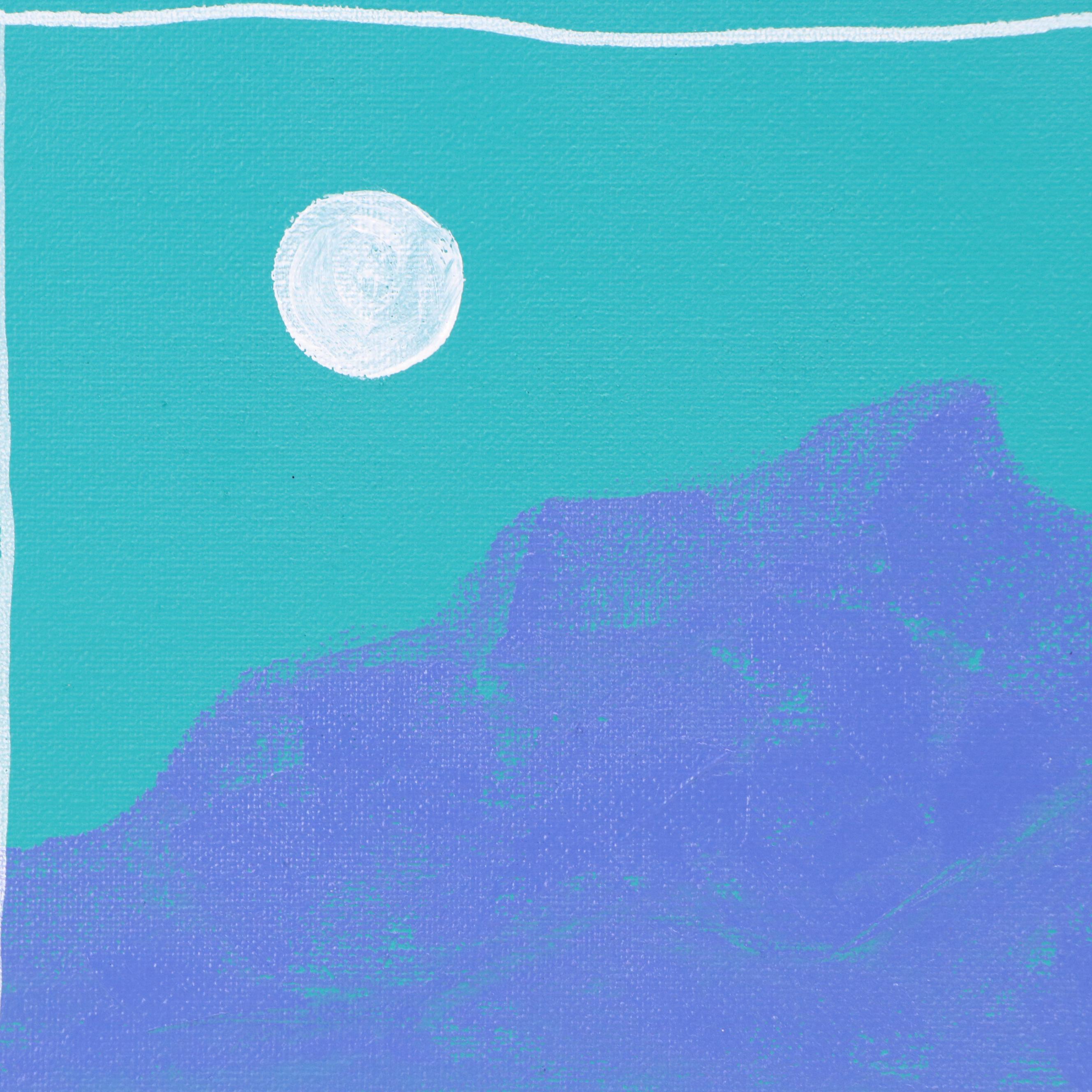 Joshua Ramsey Stylized Western Landscape Acrylic Painting "Desert Moonscape"