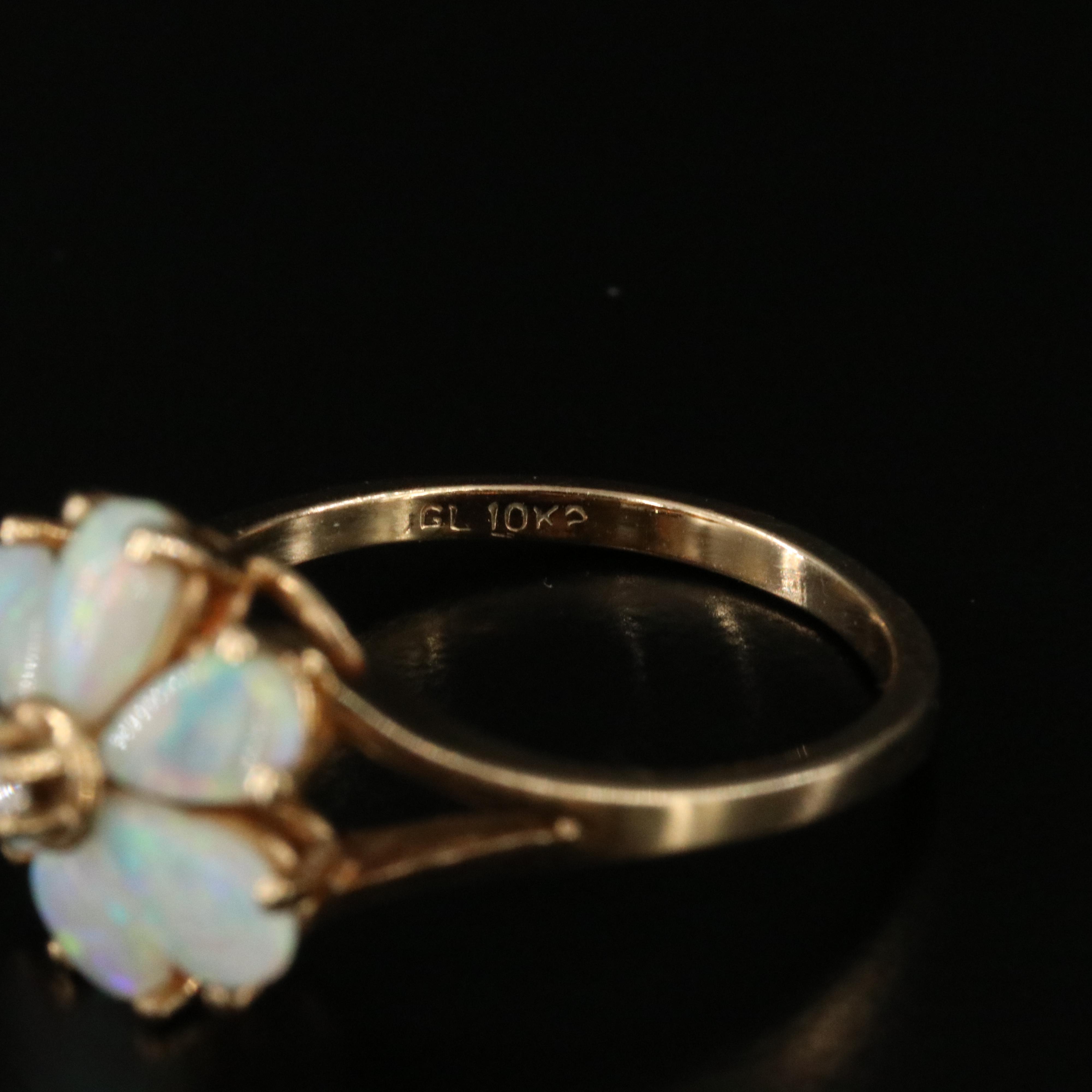 10K Opal and Diamond Ring