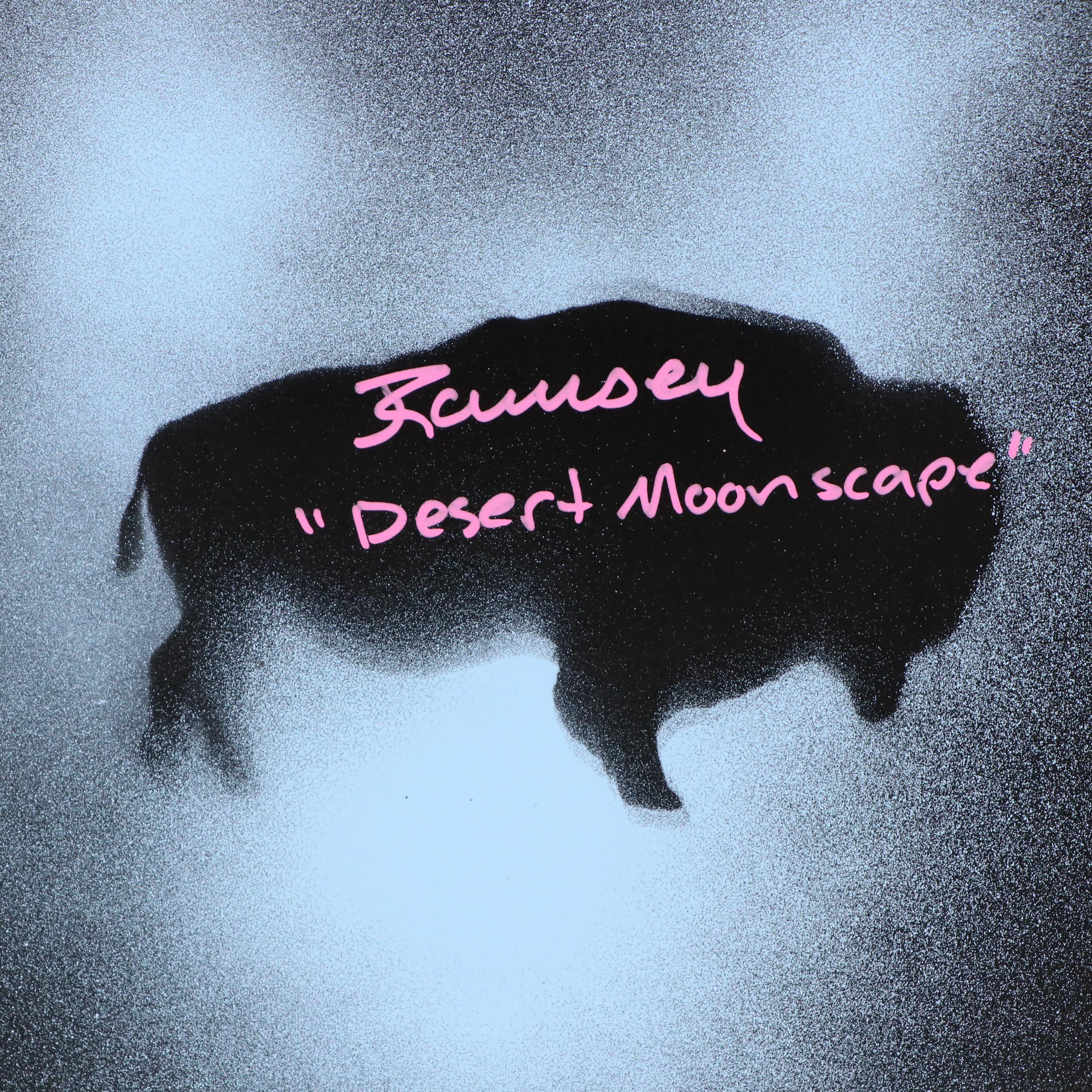 Joshua Ramsey Stylized Western Landscape Acrylic Painting "Desert Moonscape"