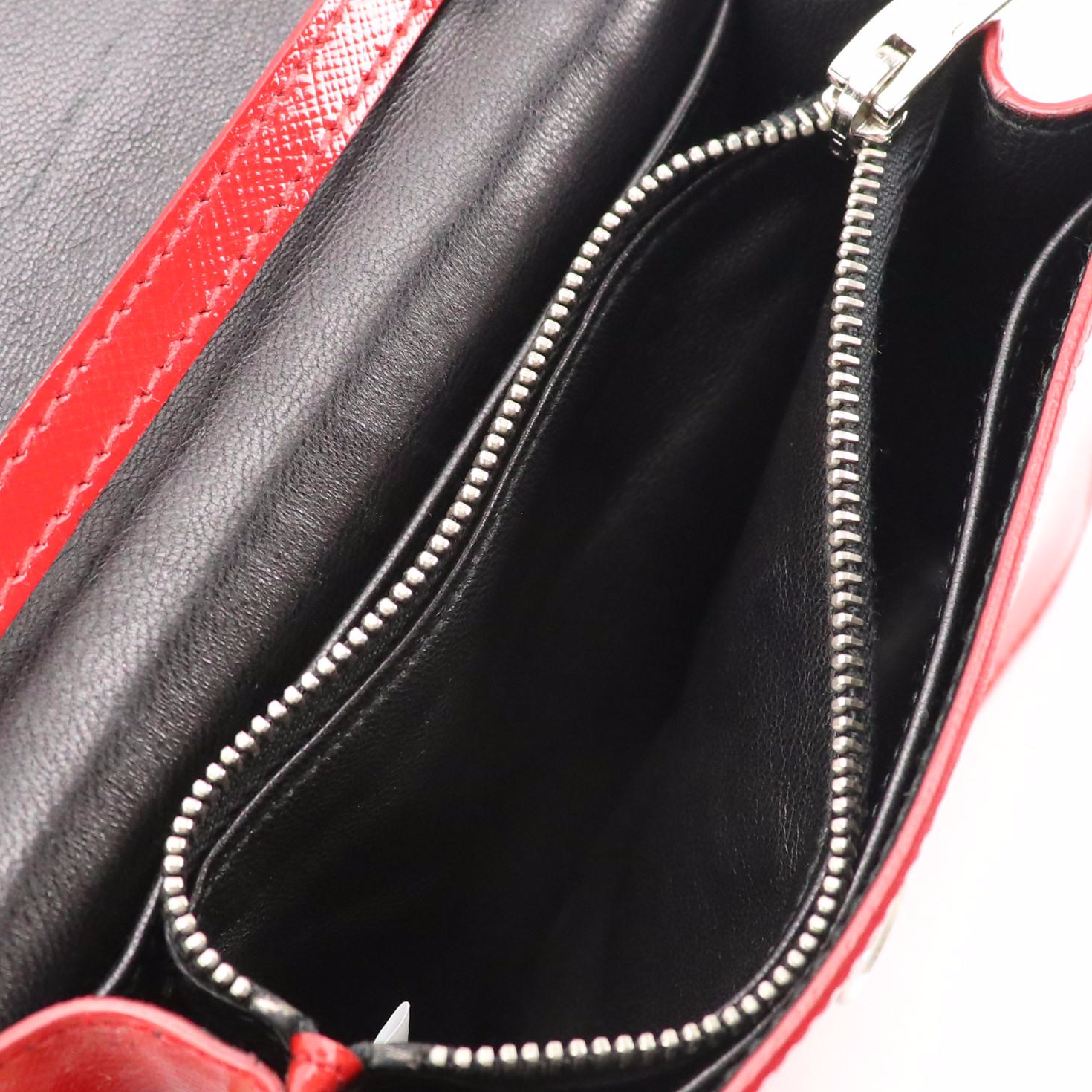 Prada Mini Convertible Flap Bag in Shiny Red Saffiano Leather
