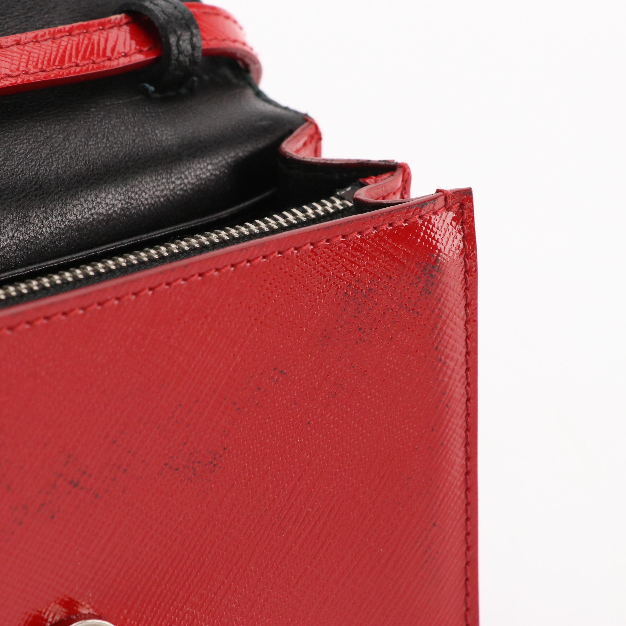 Prada Mini Convertible Flap Bag in Shiny Red Saffiano Leather