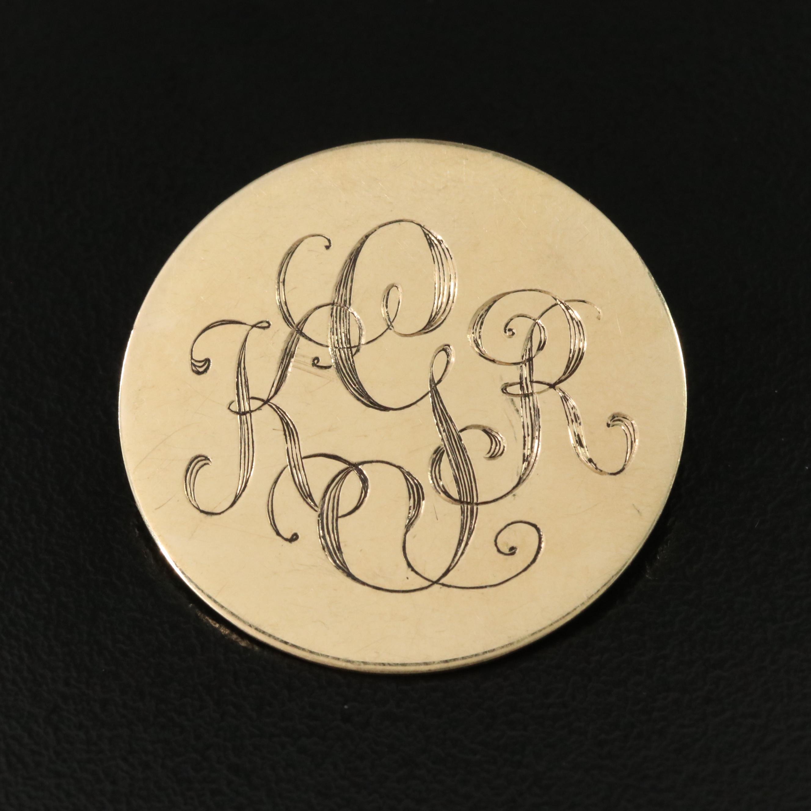 14K Monogrammed Brooch