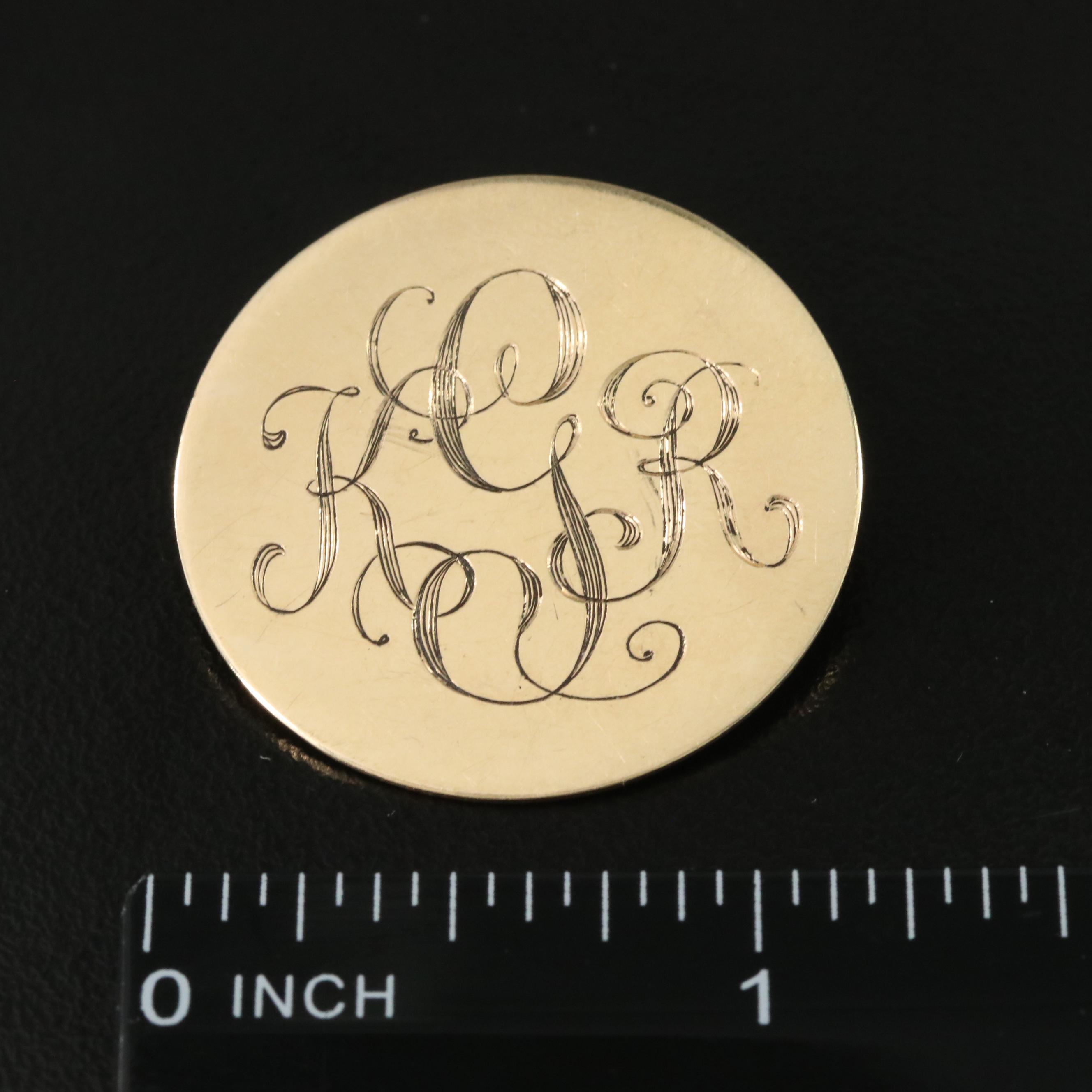 14K Monogrammed Brooch