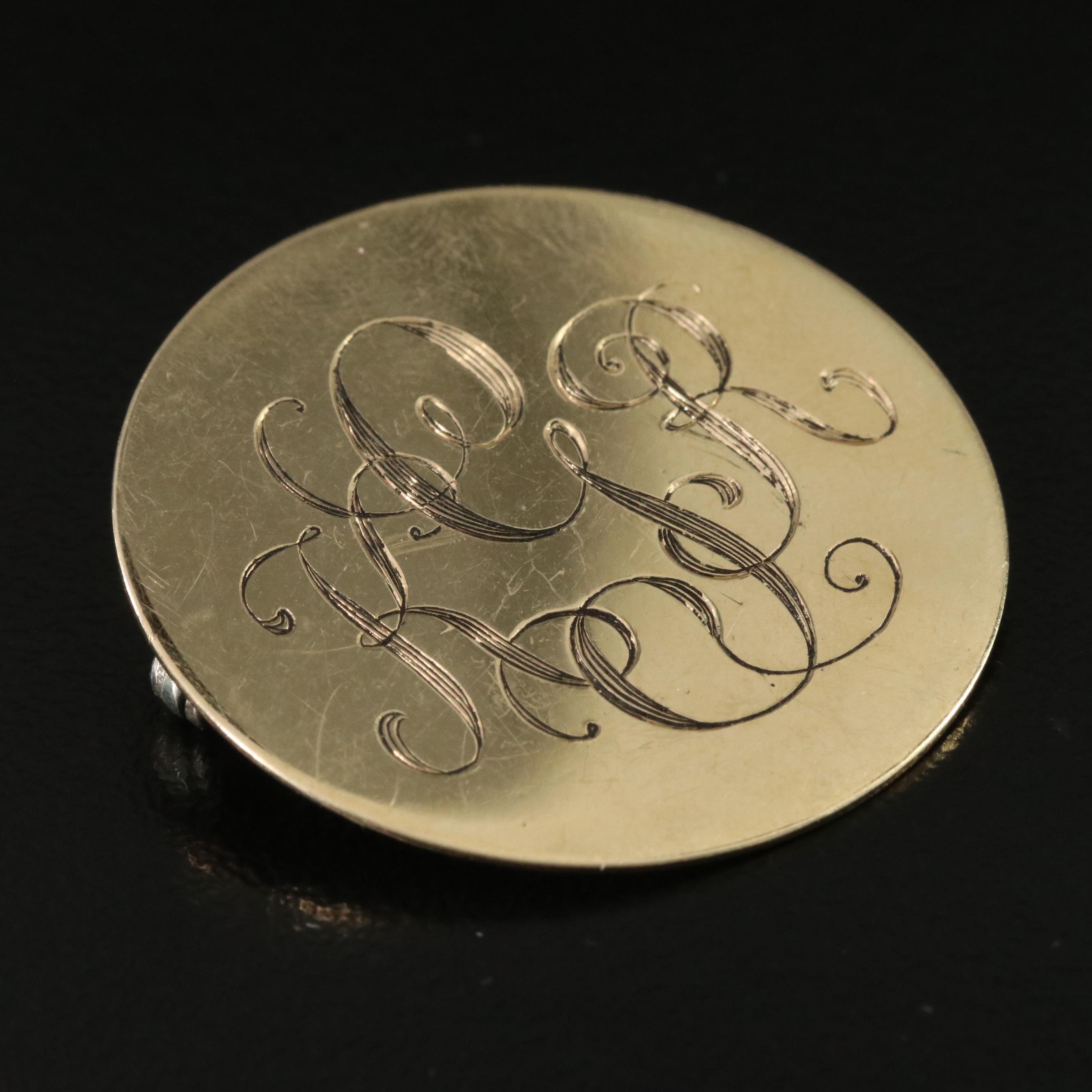14K Monogrammed Brooch