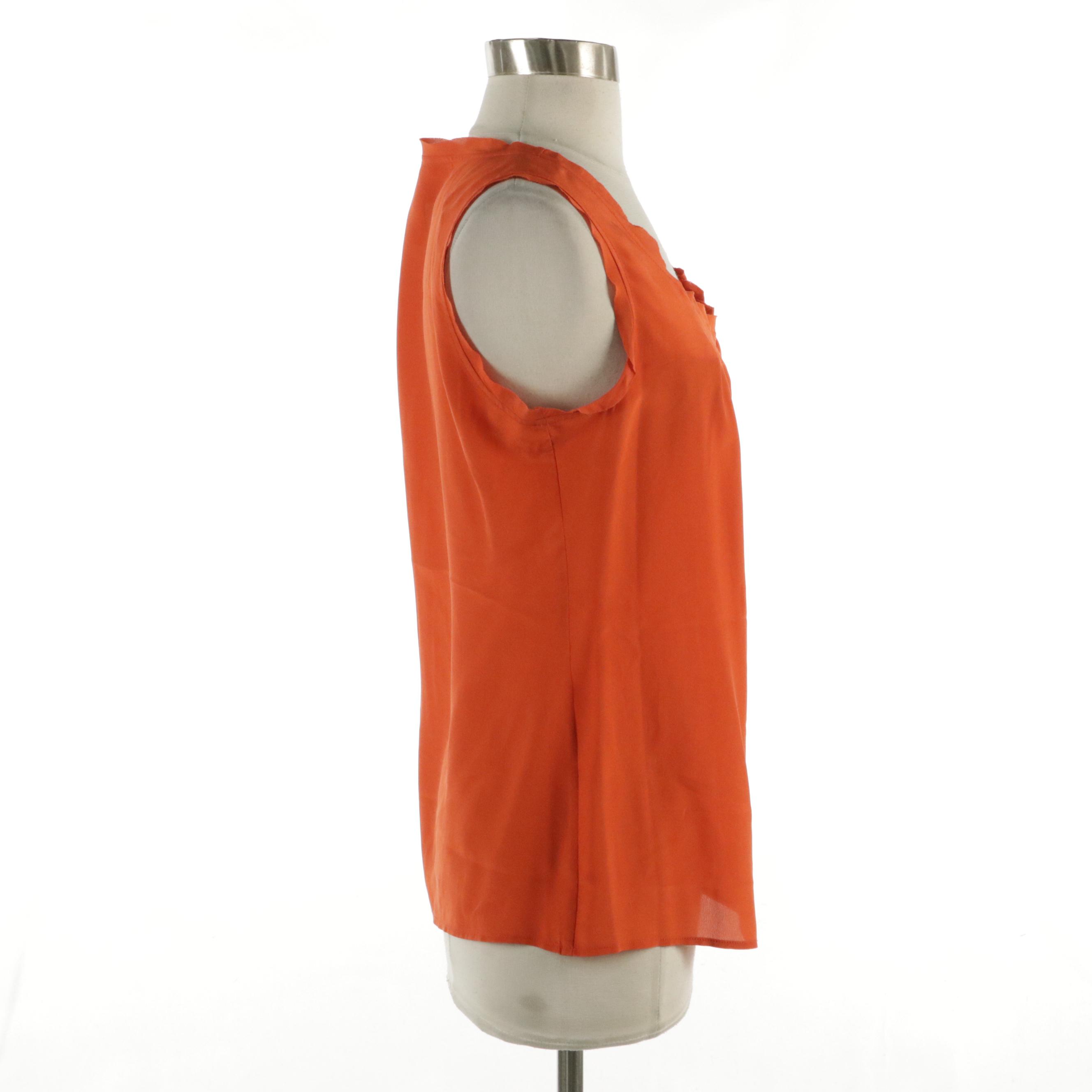Tory Burch Orange Silk Sleeveless Top