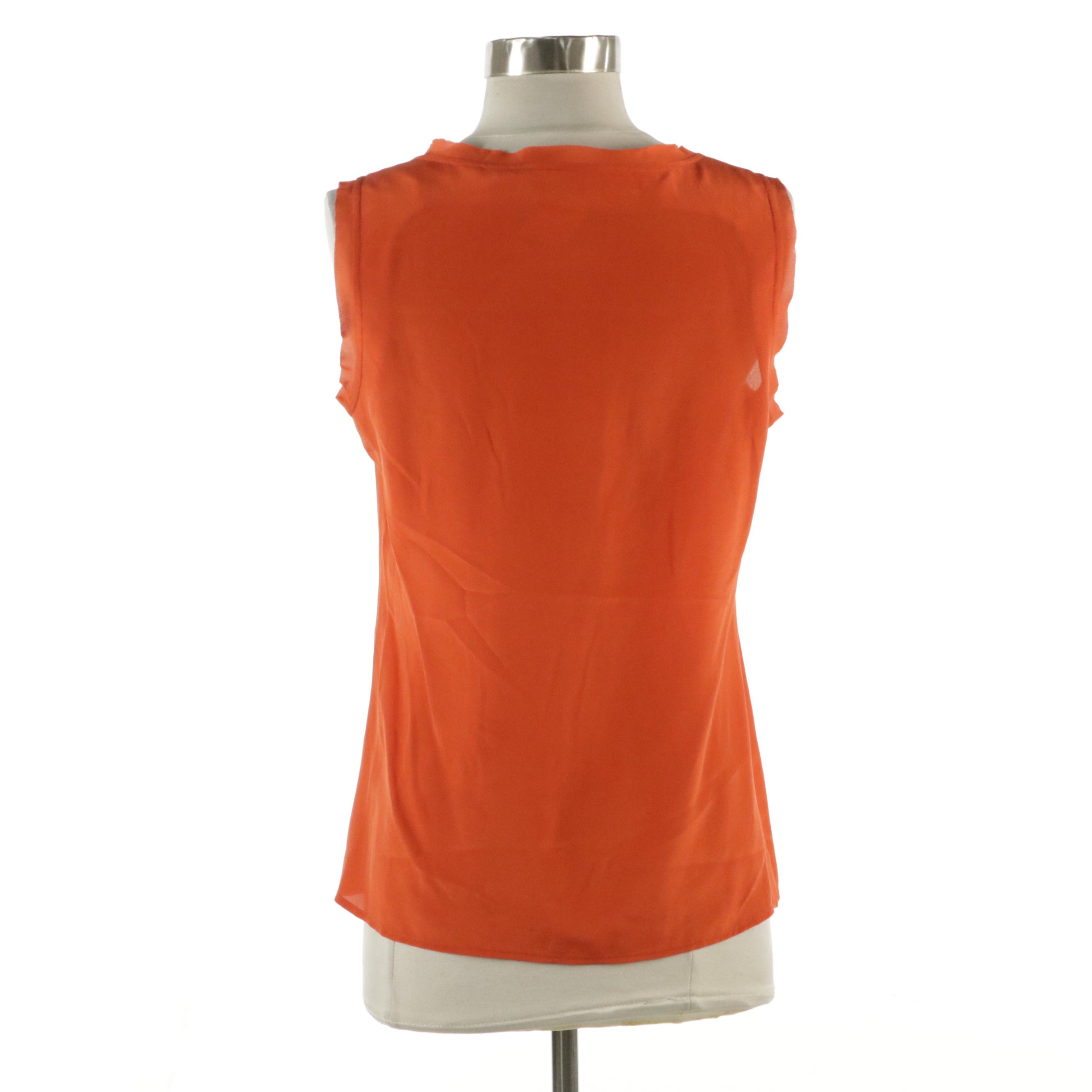 Tory Burch Orange Silk Sleeveless Top