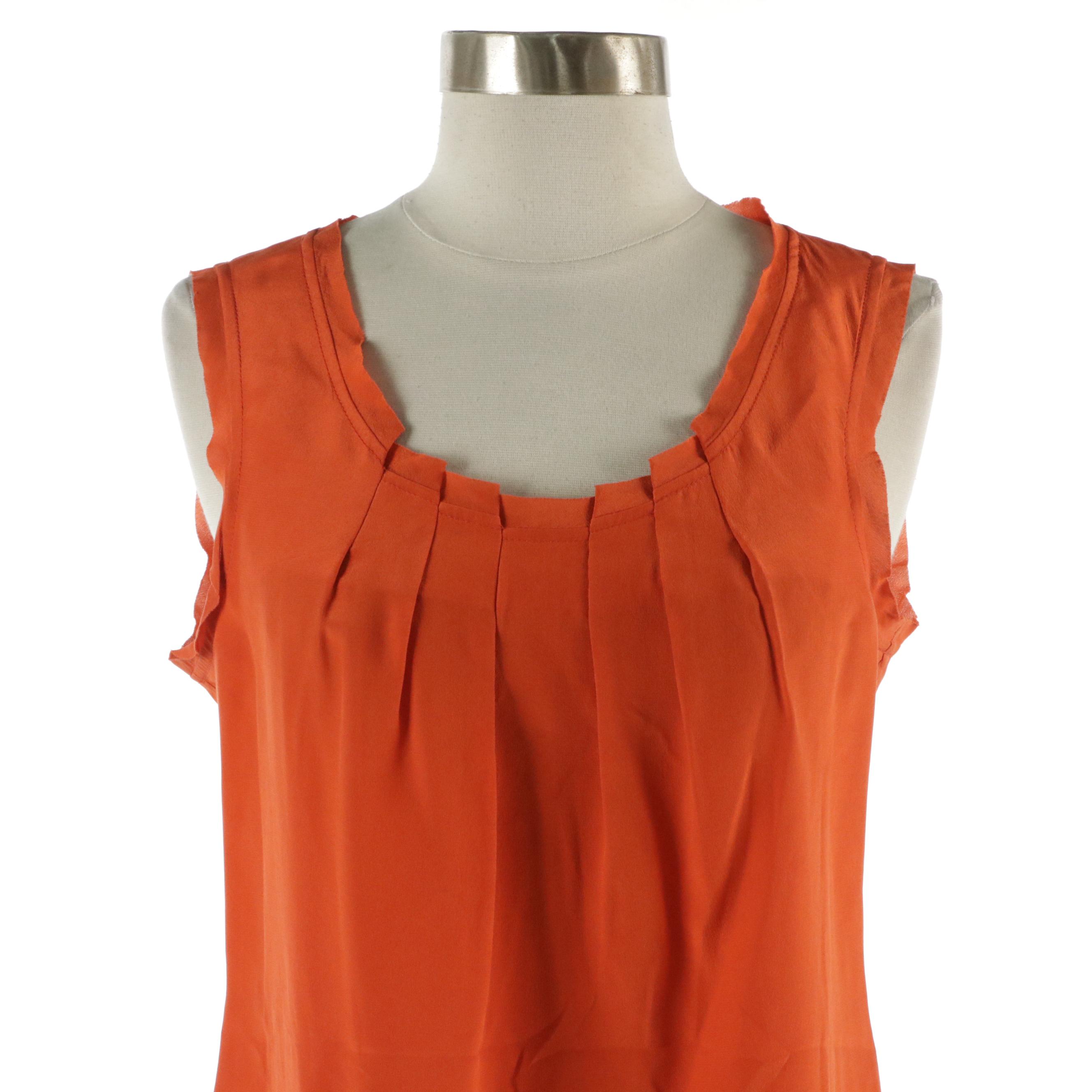 Tory Burch Orange Silk Sleeveless Top