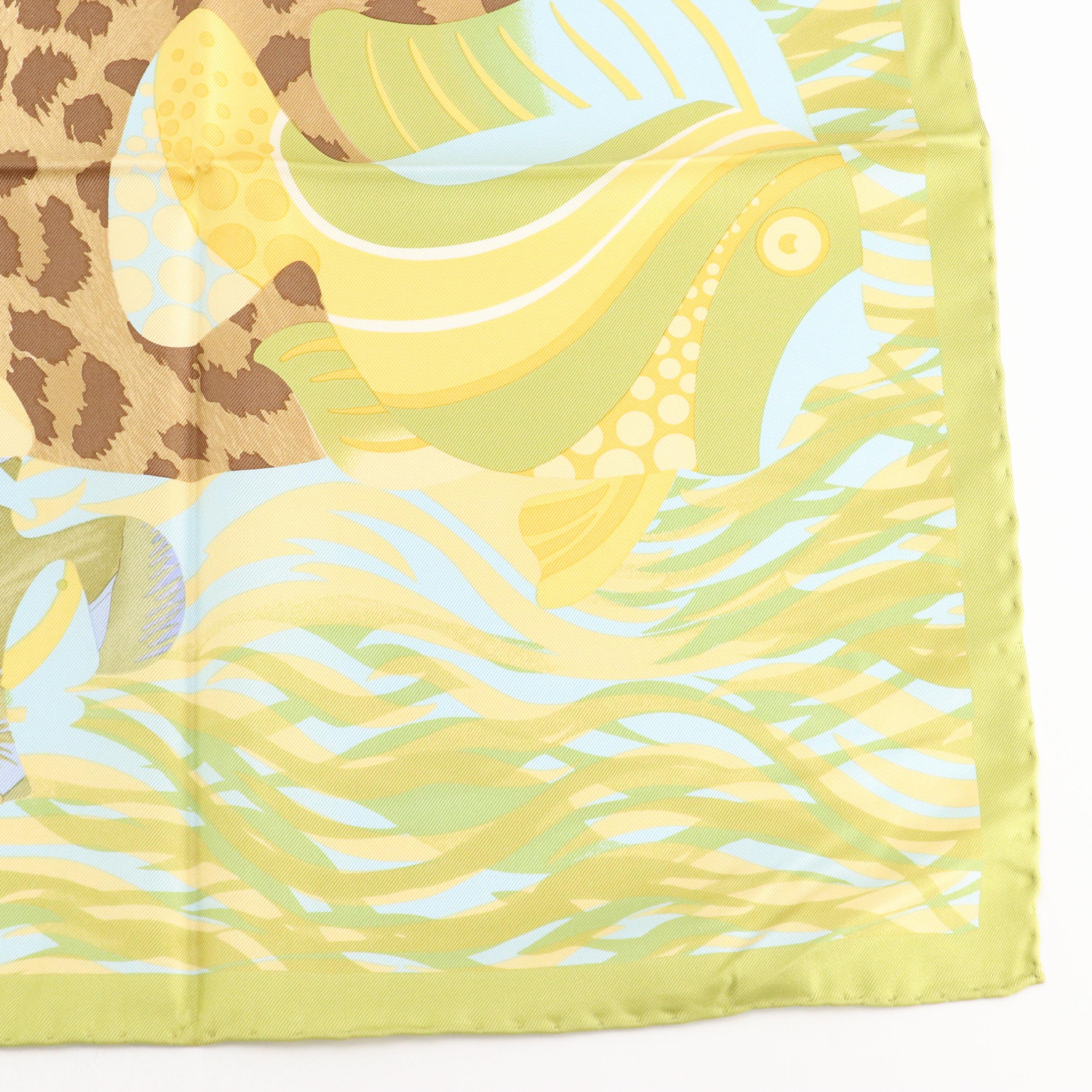 Salvatore Ferragamo African Flora and Fauna Scarf 90 in Silk Twill