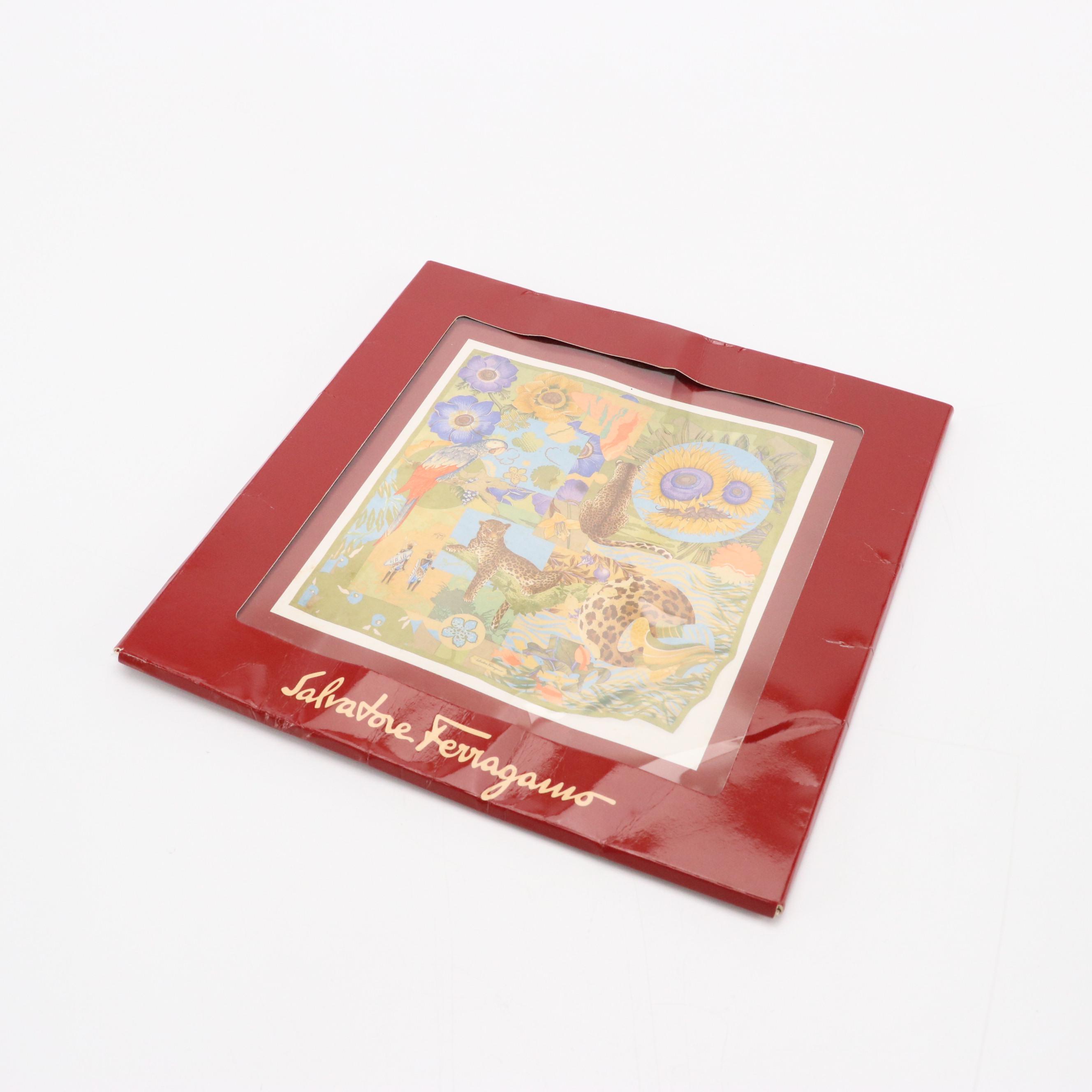 Salvatore Ferragamo African Flora and Fauna Scarf 90 in Silk Twill