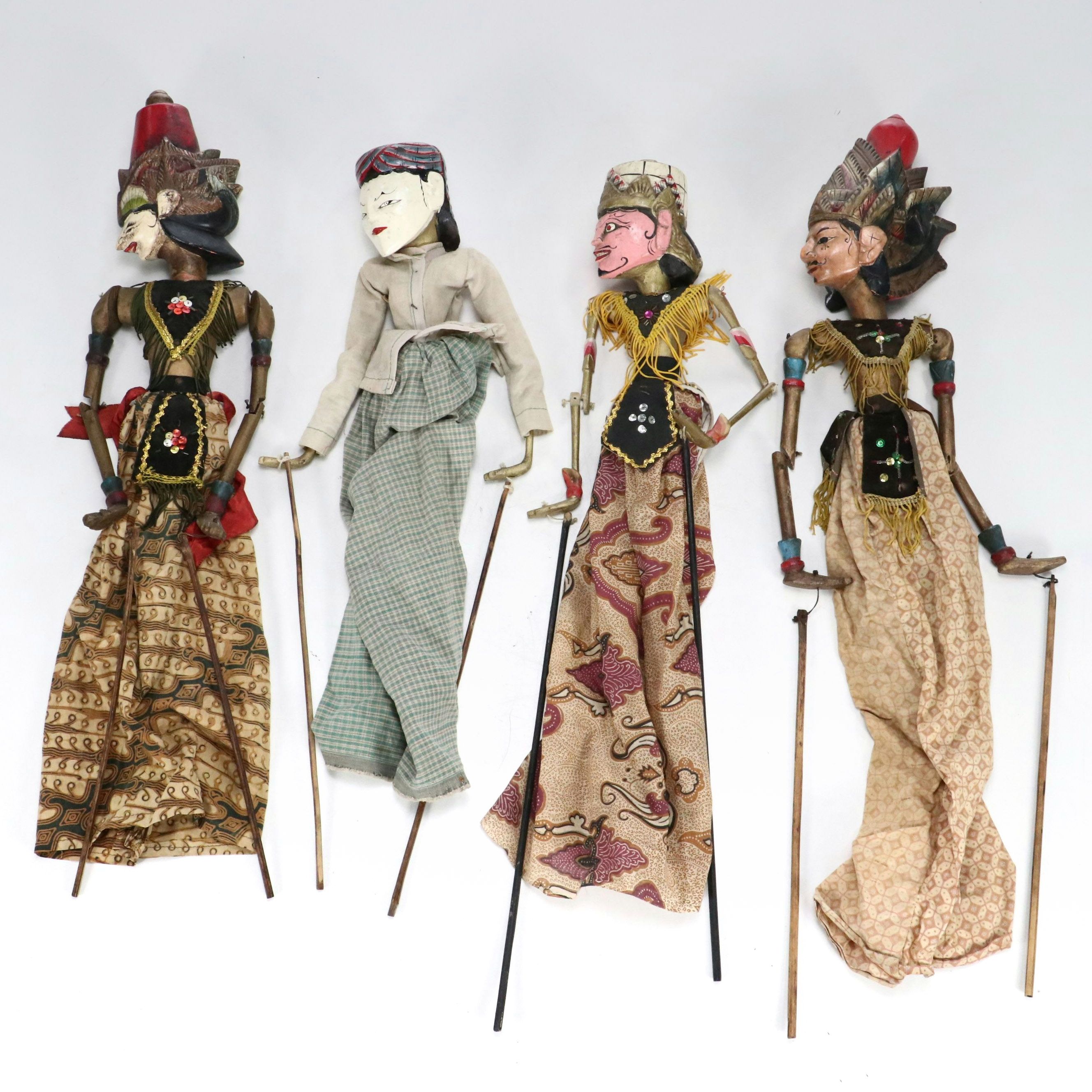 Antique Indonesian Wayang Golek Rod Puppets