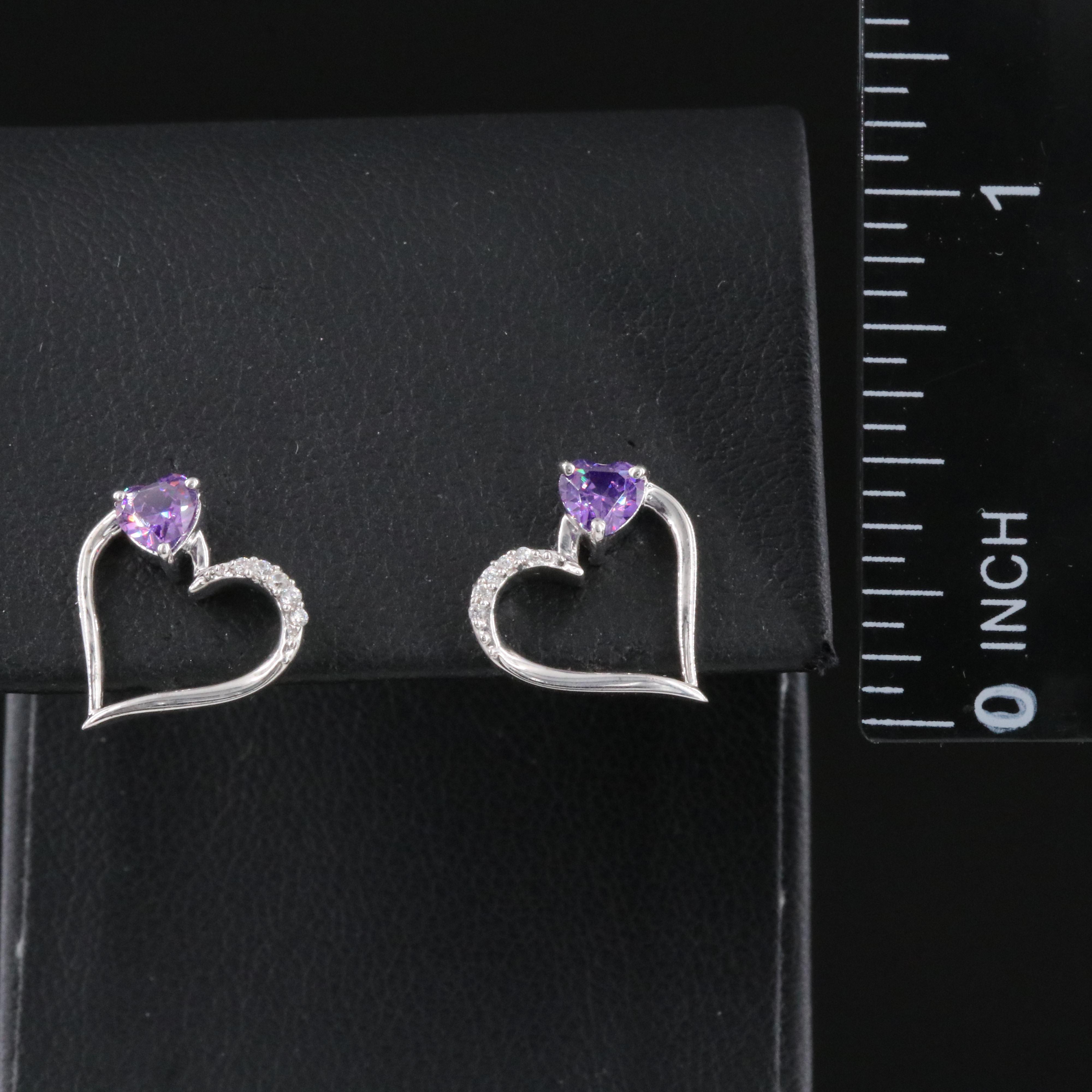 Sterling CZ Heart Drop Earrings