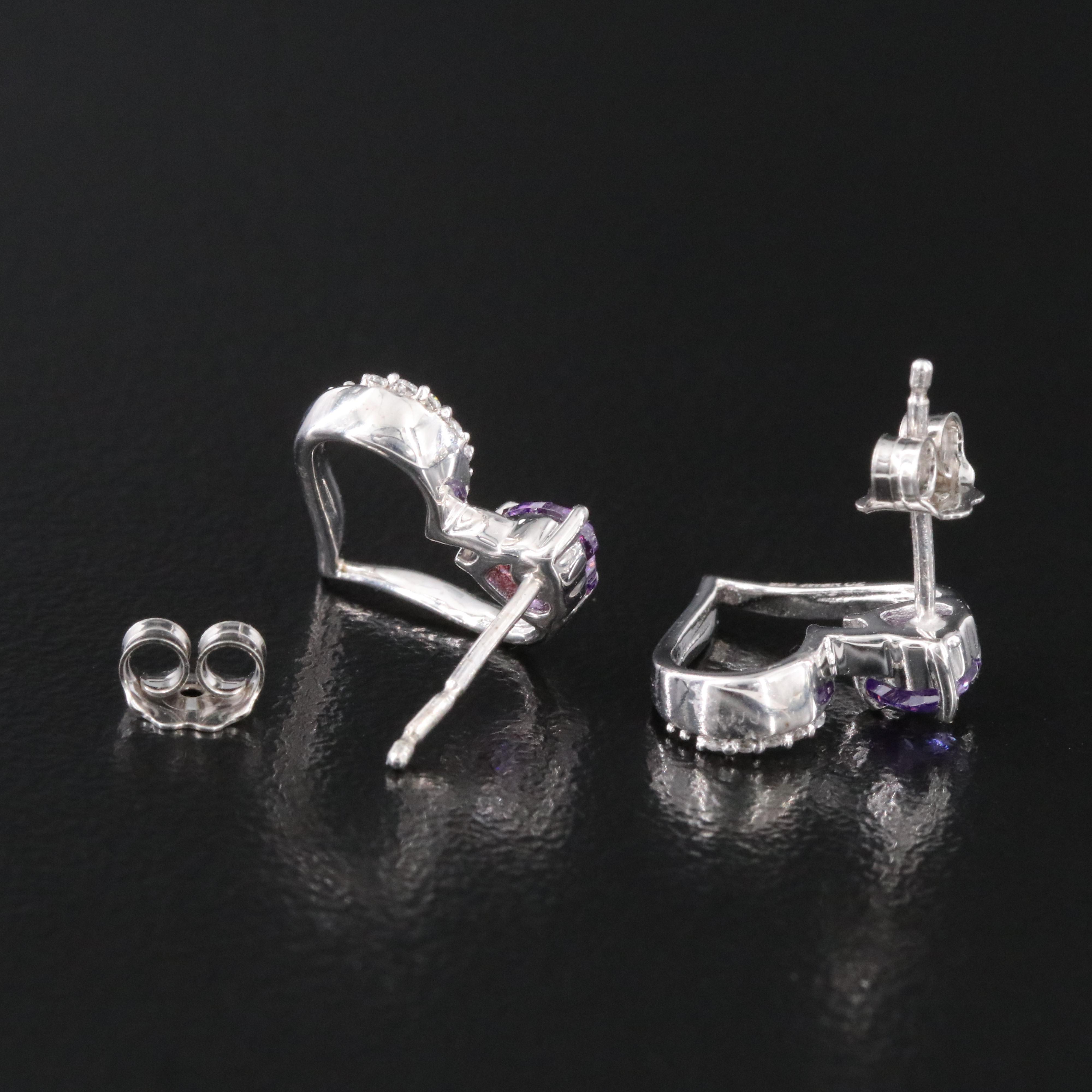 Sterling CZ Heart Drop Earrings