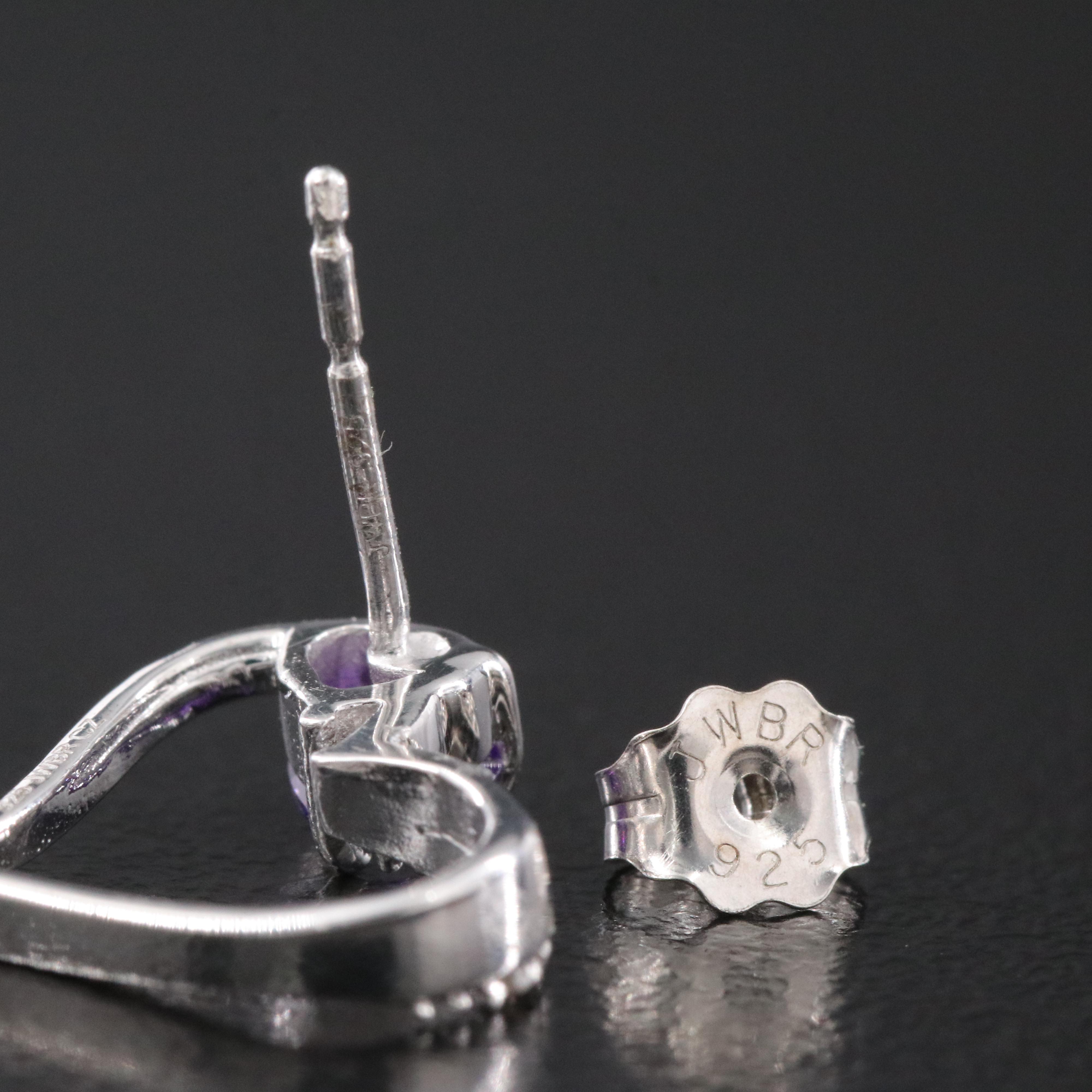 Sterling CZ Heart Drop Earrings