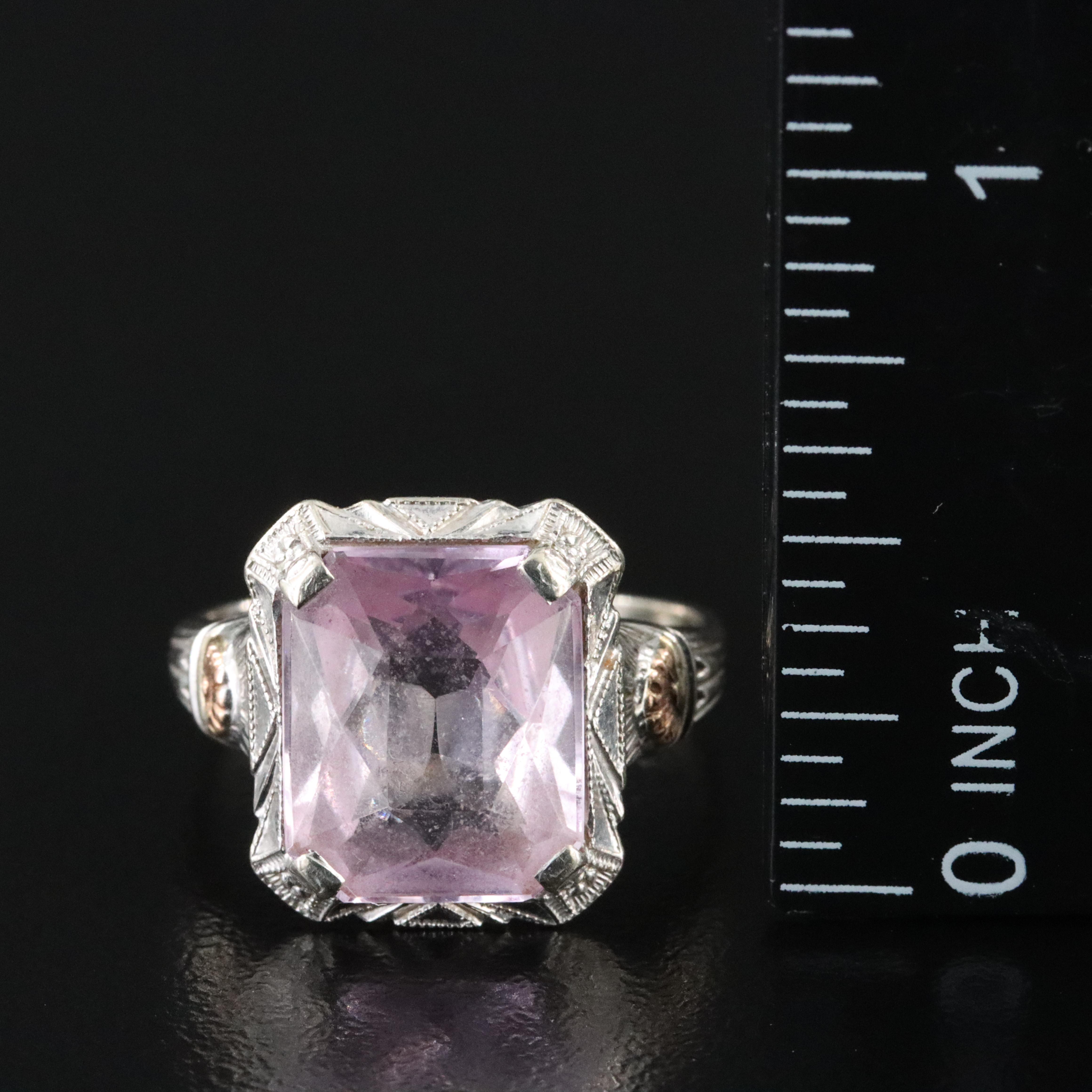 Art Deco 10K Two-Tone Pink Sapphire Ring