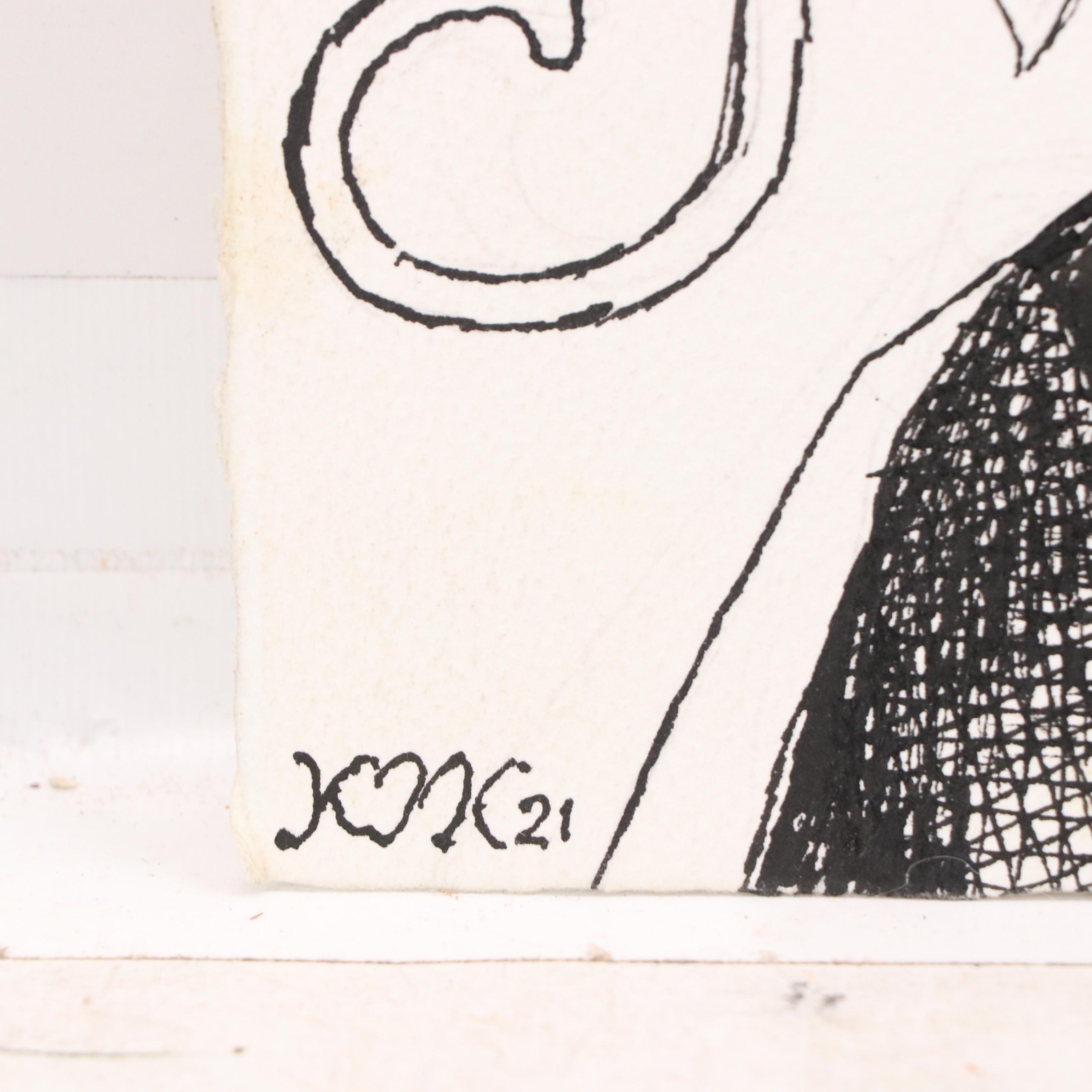 Nikolay Manuylov “Kuk” Figural Surrealist Ink Illustration, 2021