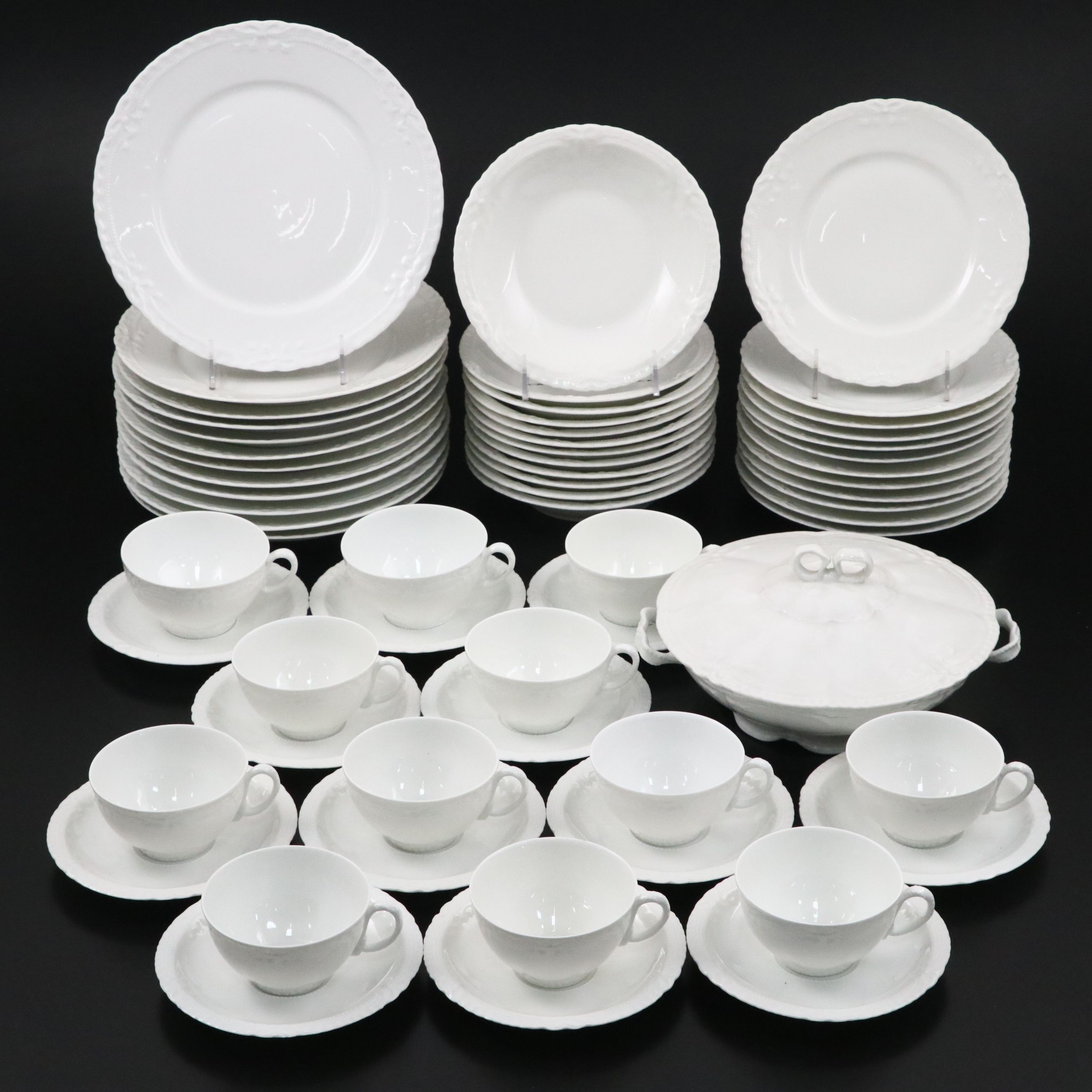 Haviland "Lamballe" White Porcelain Dinnerware