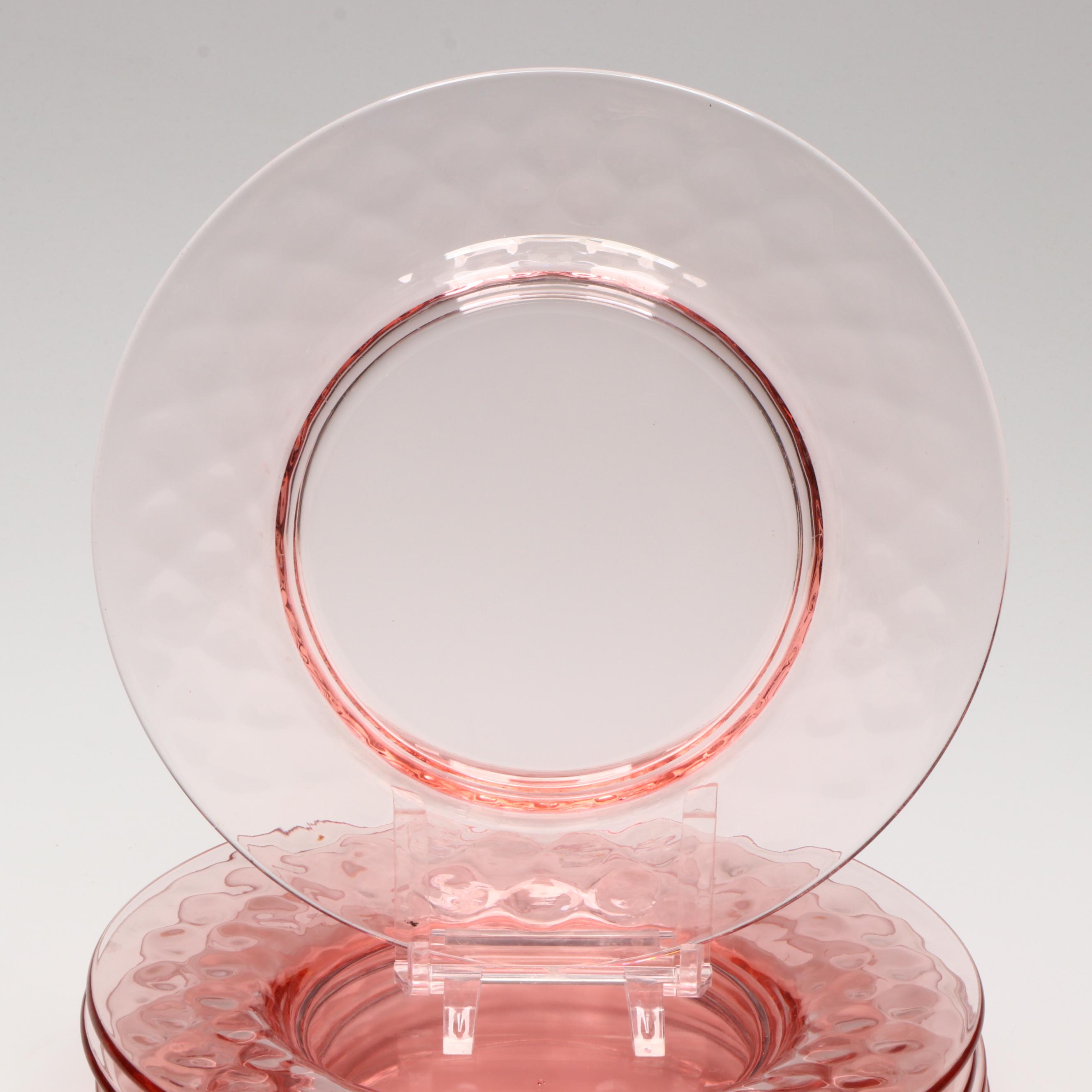 Jeanette Glass "Hex Optic" Pink Glass Luncheon Plates, 1928-1932