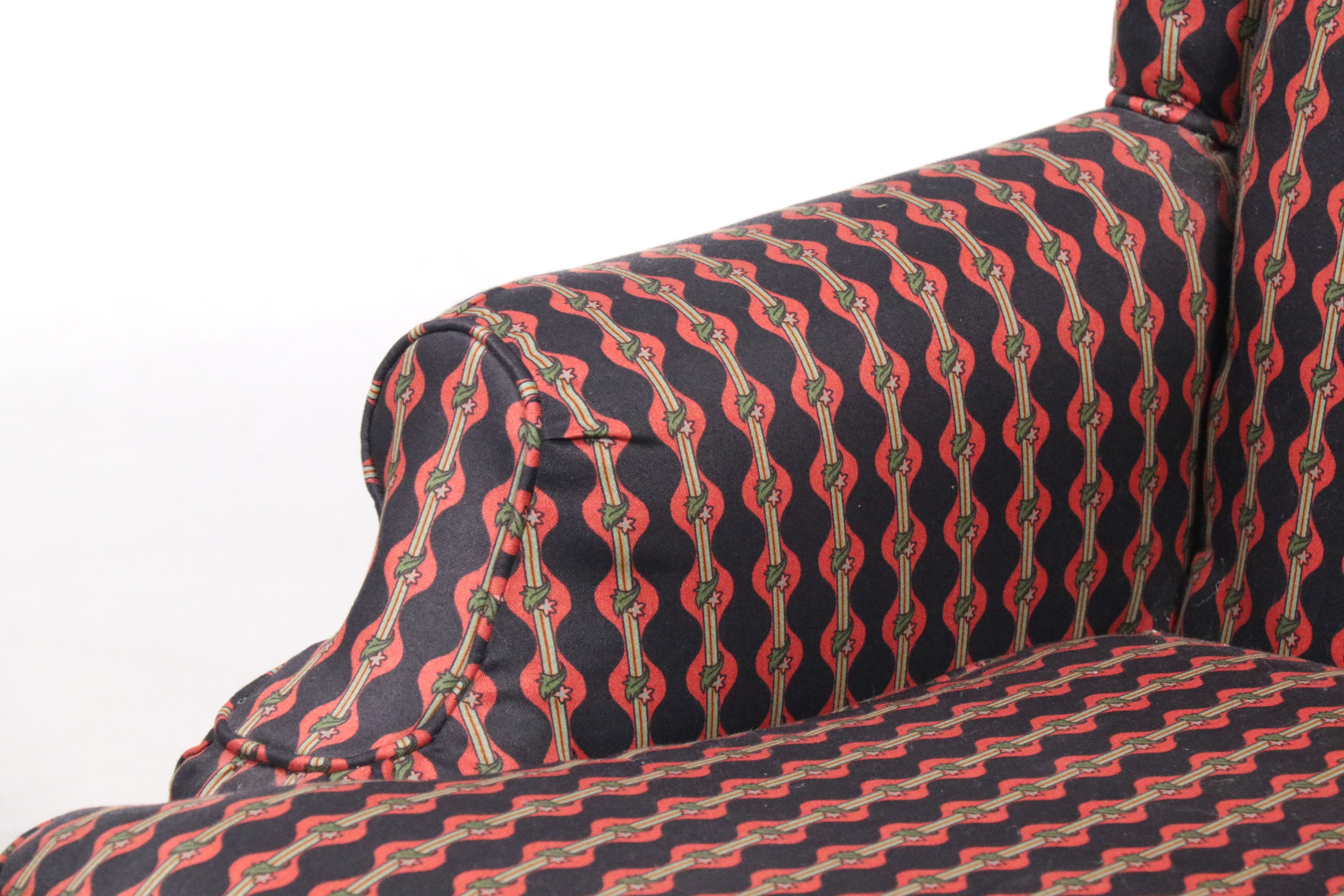 Queen Anne Style Wingback Arm Chair with Fifth Avenue Designs Upholstery